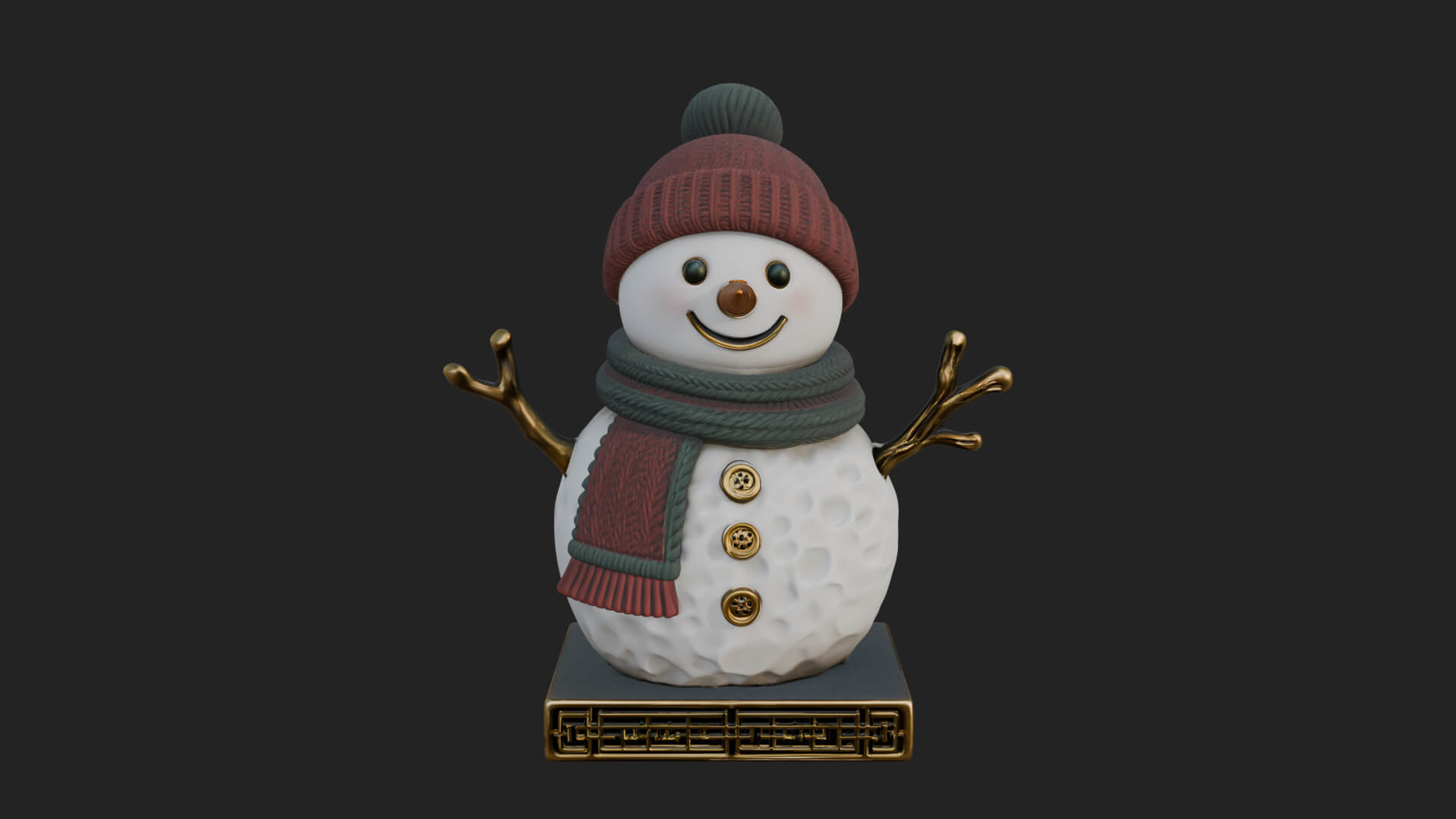 Knit Hat Snowman Statue Design 36 3D Print Model 3D Model