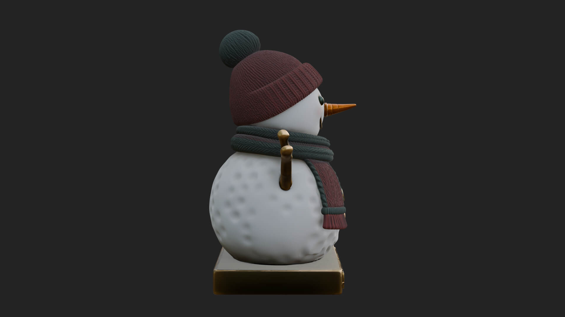 Knit Hat Snowman Statue Design 36 3D Print Model 3D Model