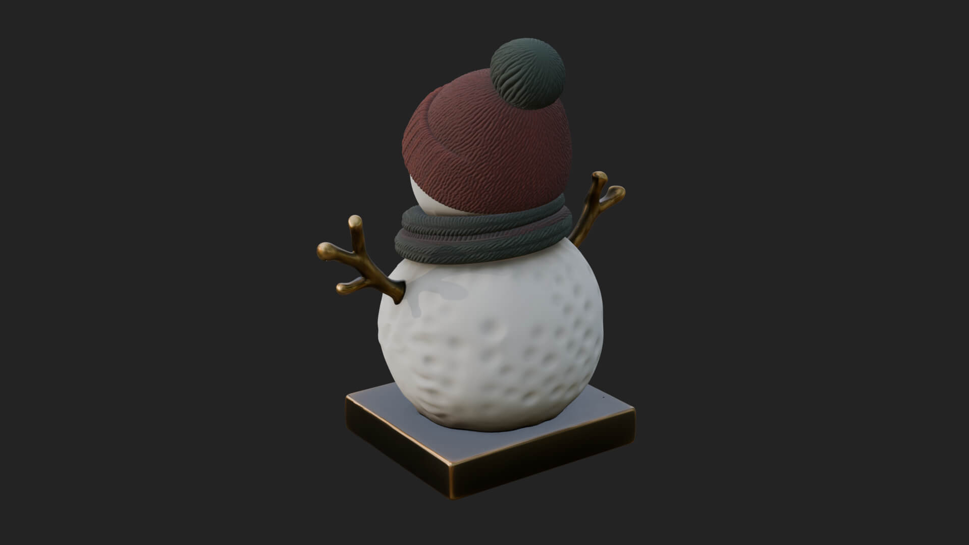 Knit Hat Snowman Statue Design 36 3D Print Model 3D Model