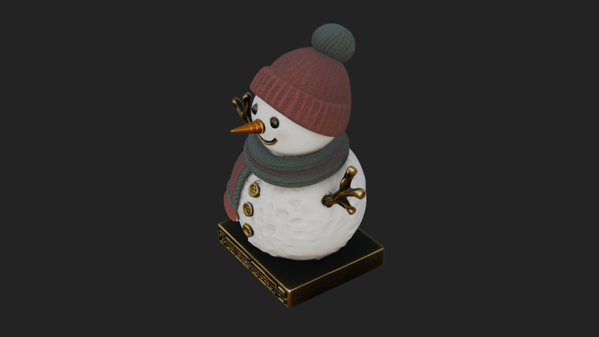 Knit Hat Snowman Statue Design 36 3D Print Model 3D Model
