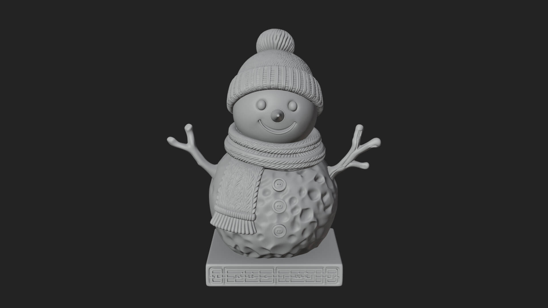 Knit Hat Snowman Statue Design 36 3D Print Model 3D Model