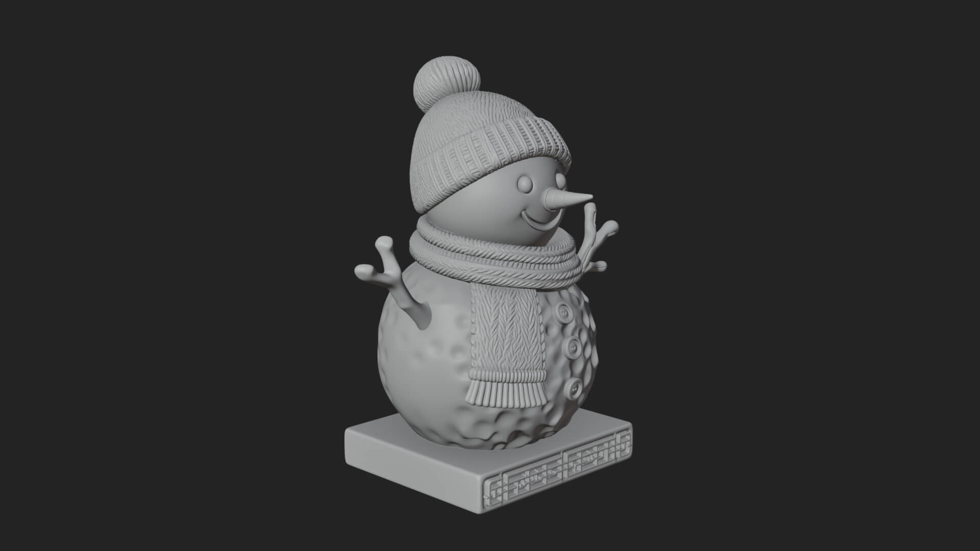 Knit Hat Snowman Statue Design 36 3D Print Model 3D Model