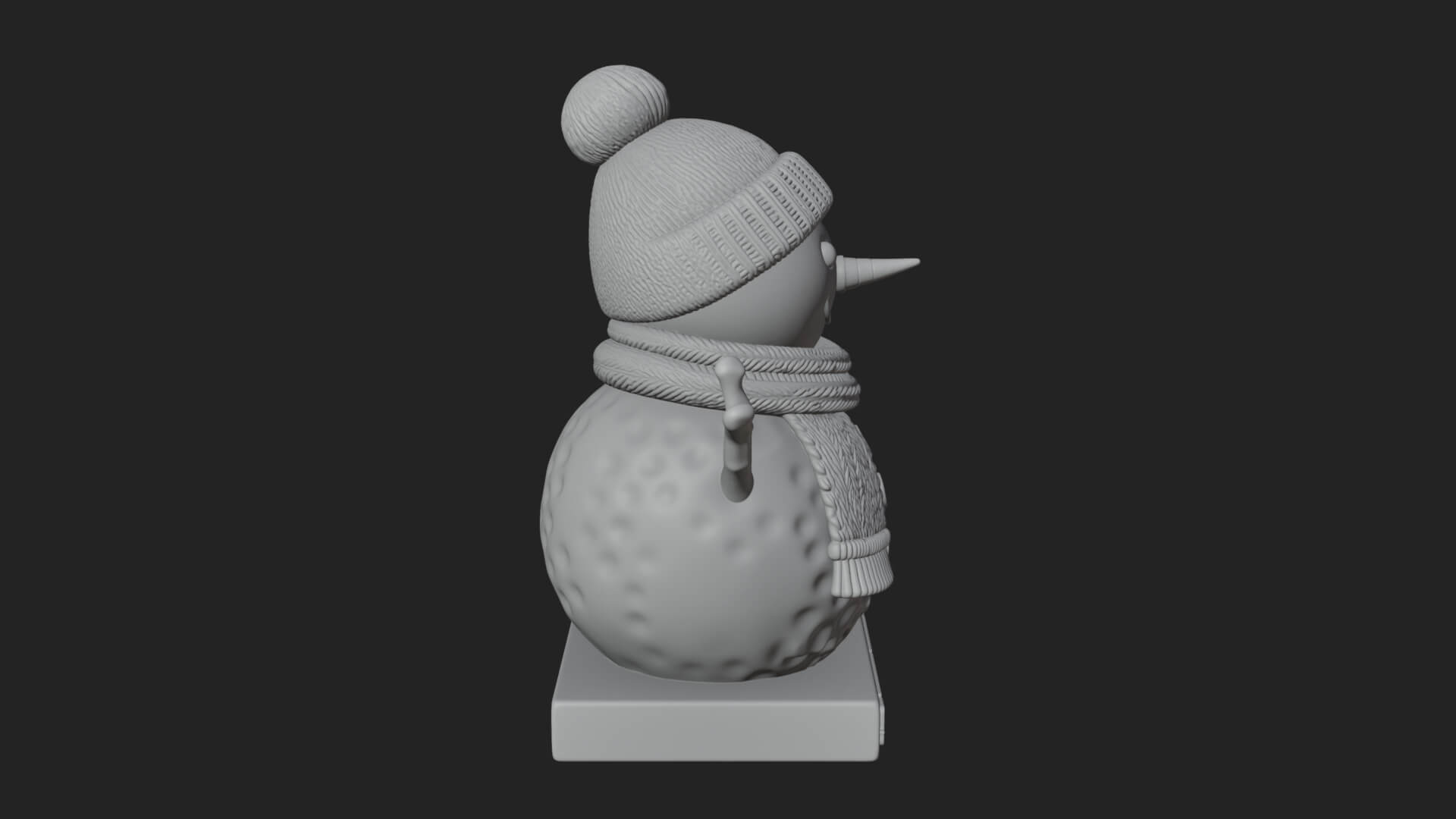 Knit Hat Snowman Statue Design 36 3D Print Model 3D Model