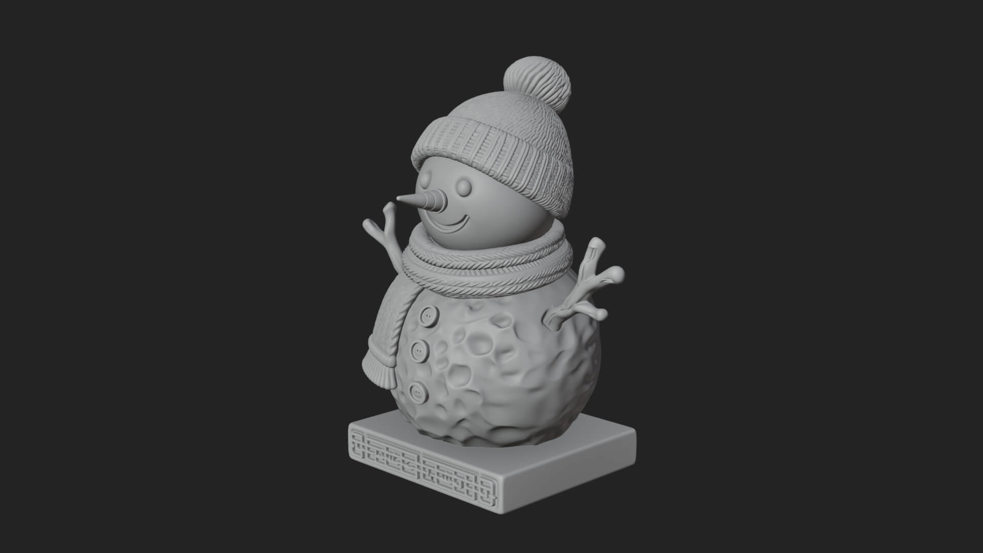 Knit Hat Snowman Statue Design 36 3D Print Model 3D Model
