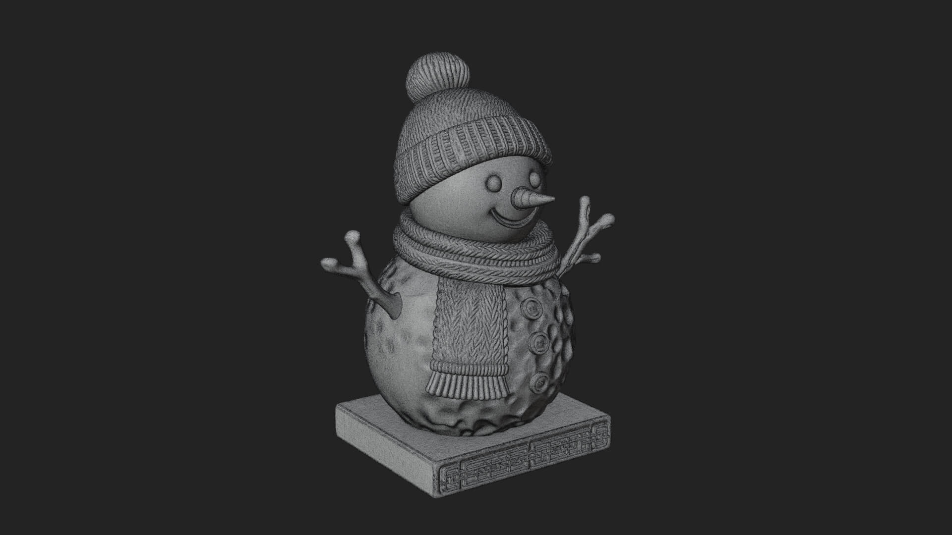 Knit Hat Snowman Statue Design 36 3D Print Model 3D Model