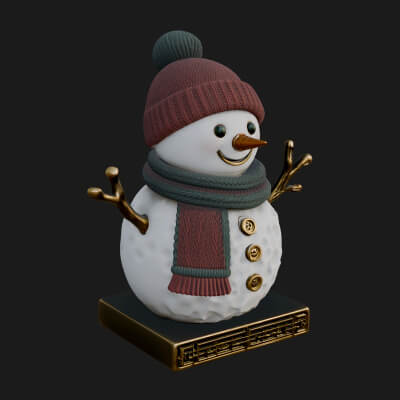 Knit Hat Snowman Statue Design 36 3D Print Model