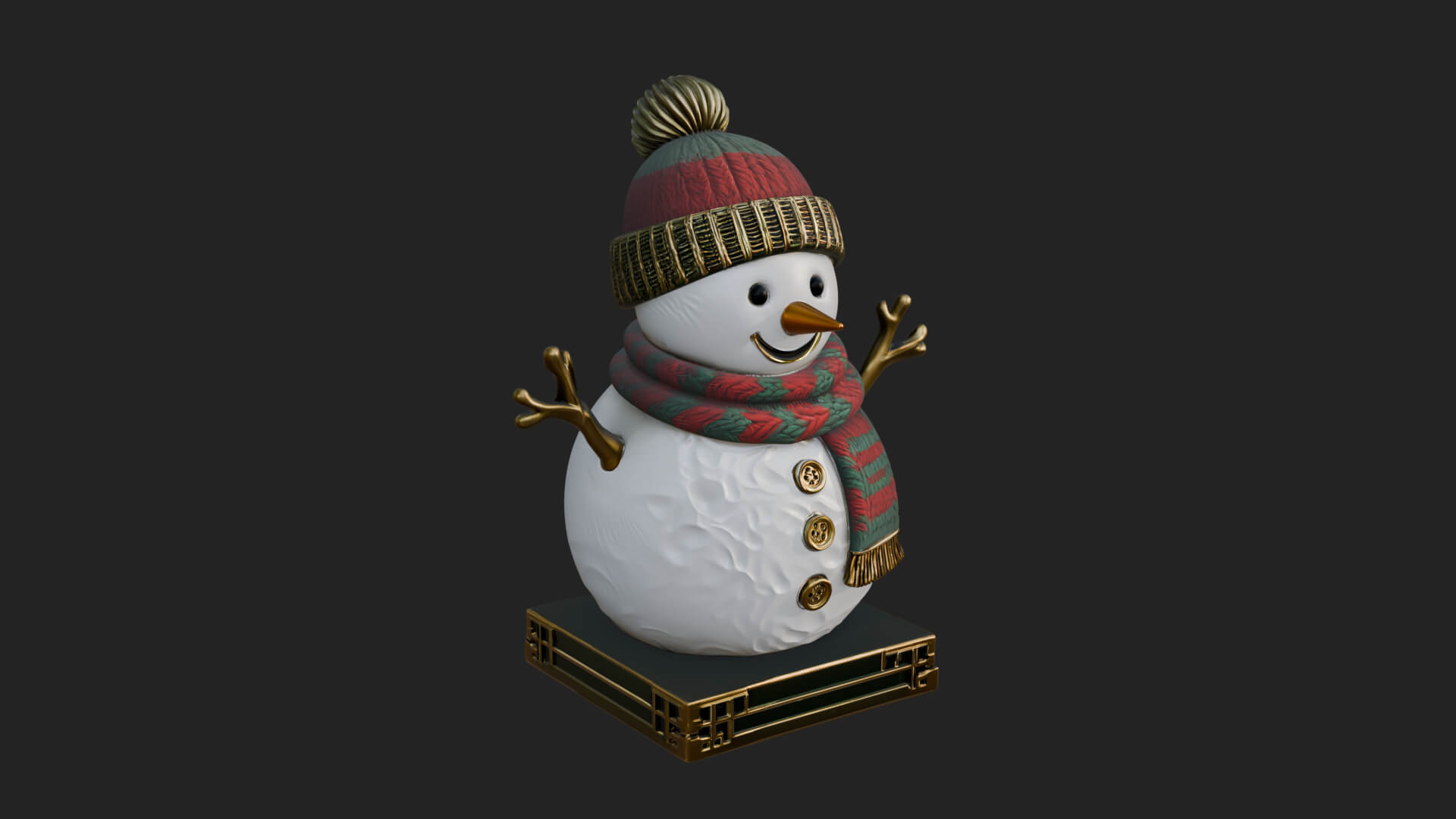 Knit Hat Snowman Statue Design 37 3D Print Model 3D Model