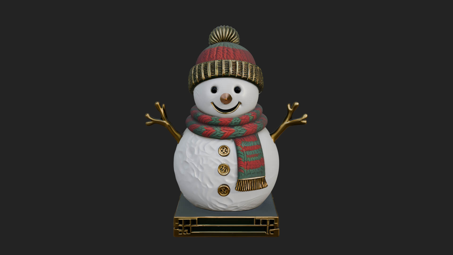 Knit Hat Snowman Statue Design 37 3D Print Model 3D Model