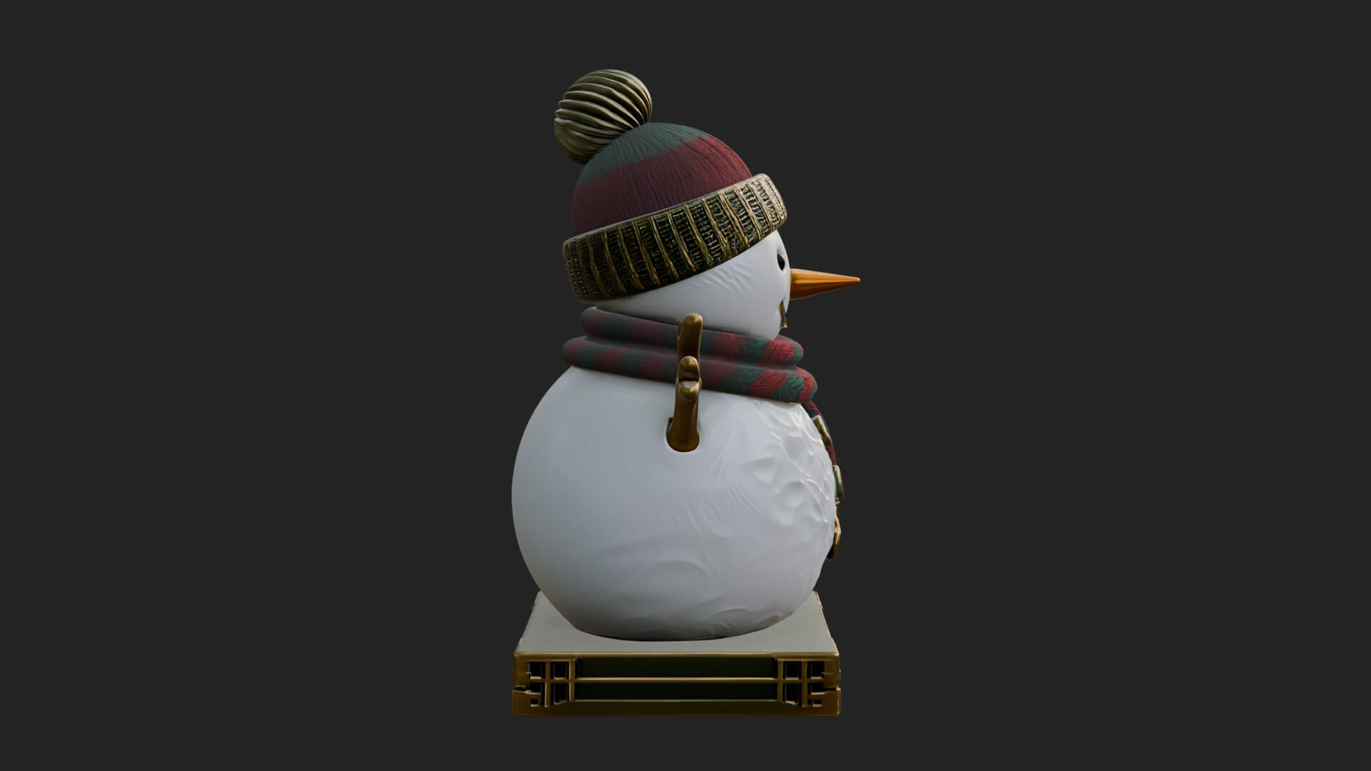 Knit Hat Snowman Statue Design 37 3D Print Model 3D Model