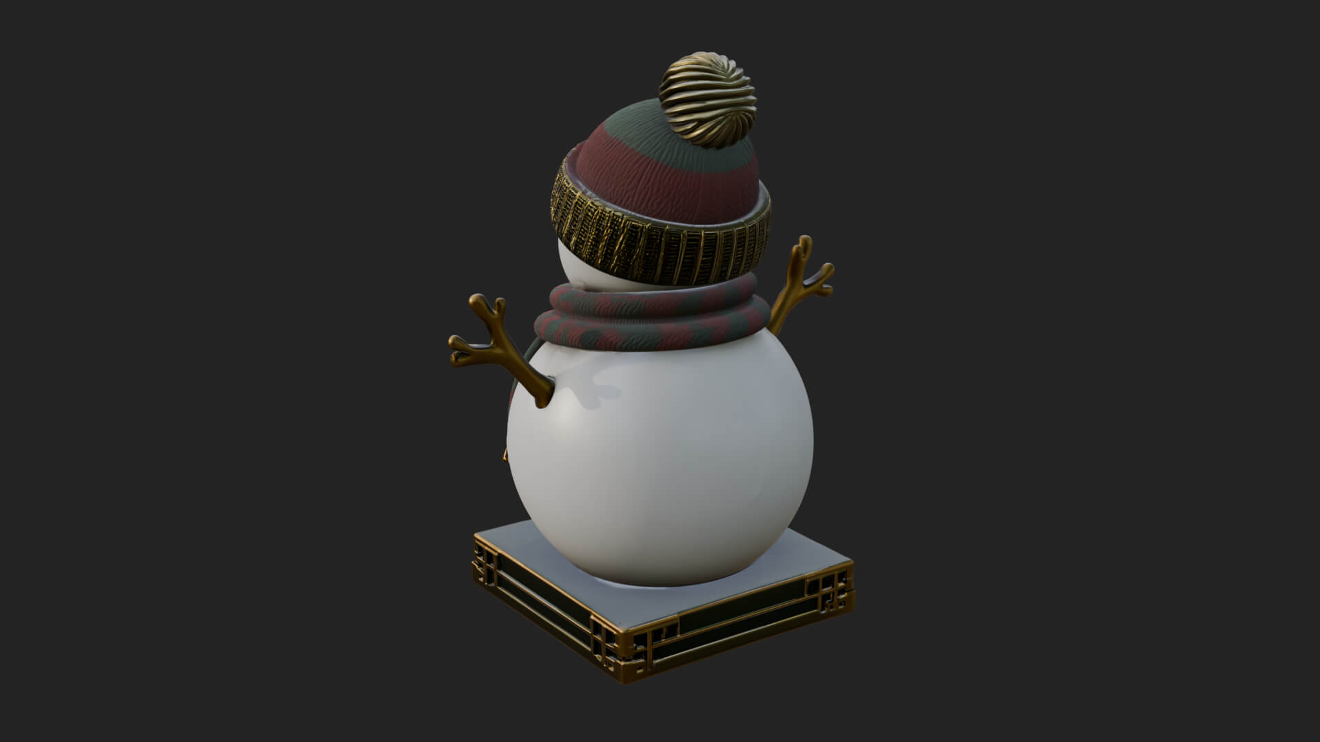 Knit Hat Snowman Statue Design 37 3D Print Model 3D Model