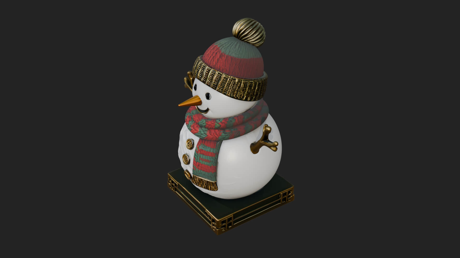 Knit Hat Snowman Statue Design 37 3D Print Model 3D Model