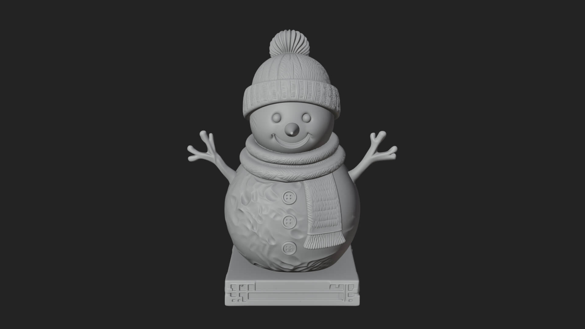 Knit Hat Snowman Statue Design 37 3D Print Model 3D Model