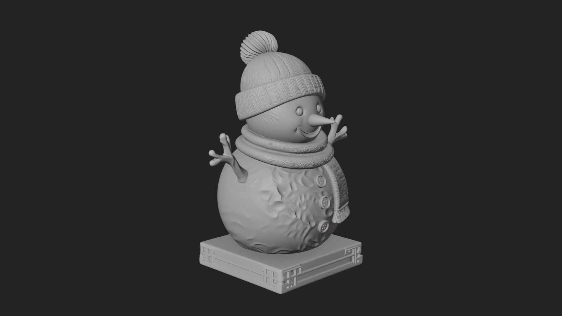 Knit Hat Snowman Statue Design 37 3D Print Model 3D Model