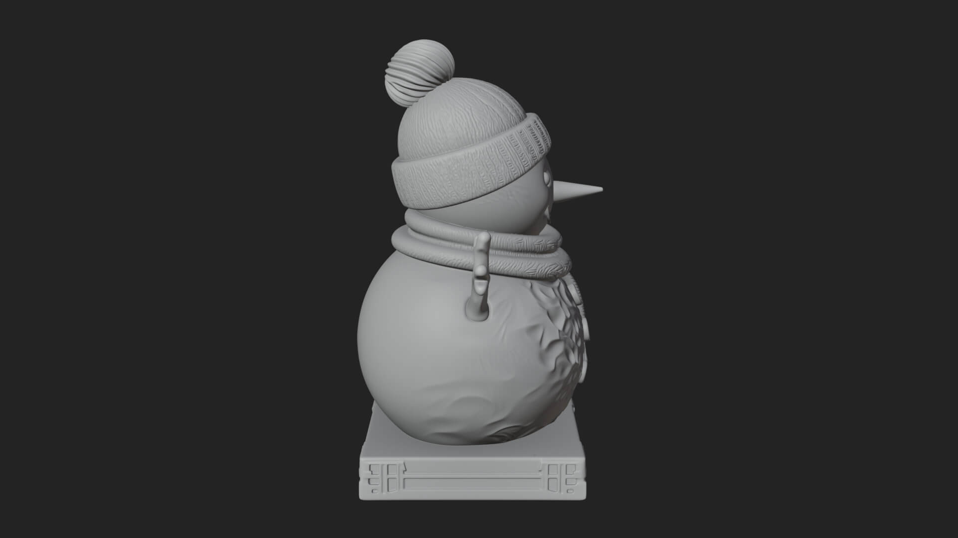 Knit Hat Snowman Statue Design 37 3D Print Model 3D Model