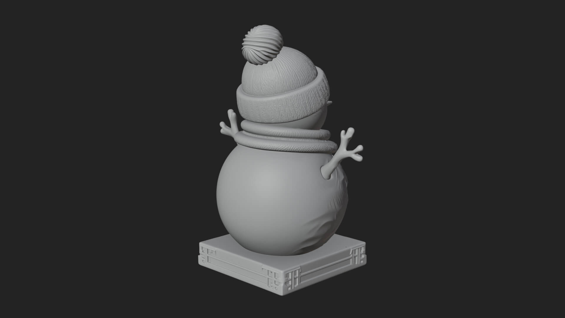 Knit Hat Snowman Statue Design 37 3D Print Model 3D Model