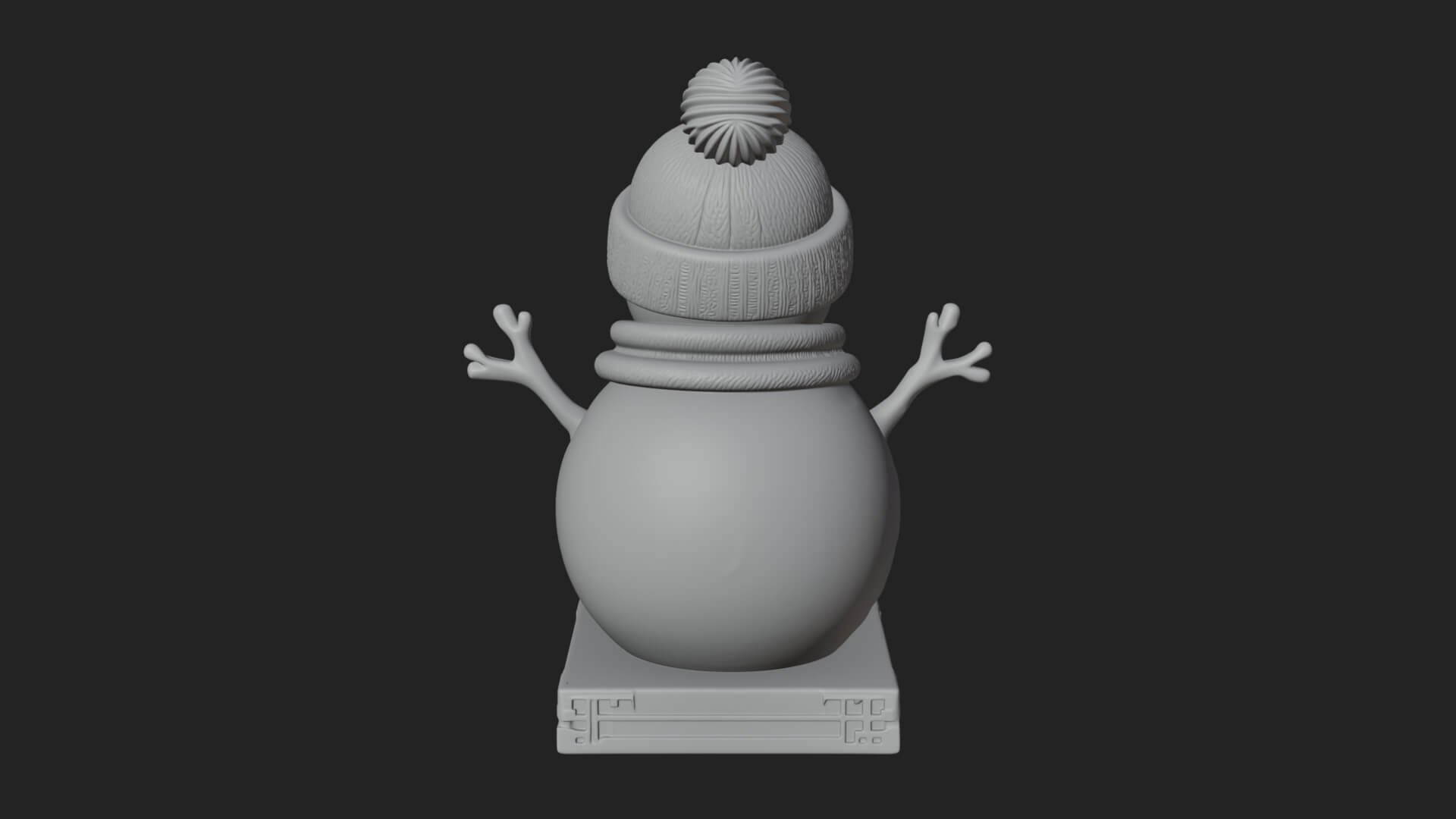Knit Hat Snowman Statue Design 37 3D Print Model 3D Model