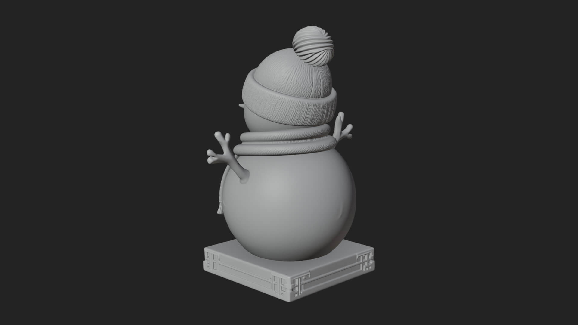 Knit Hat Snowman Statue Design 37 3D Print Model 3D Model