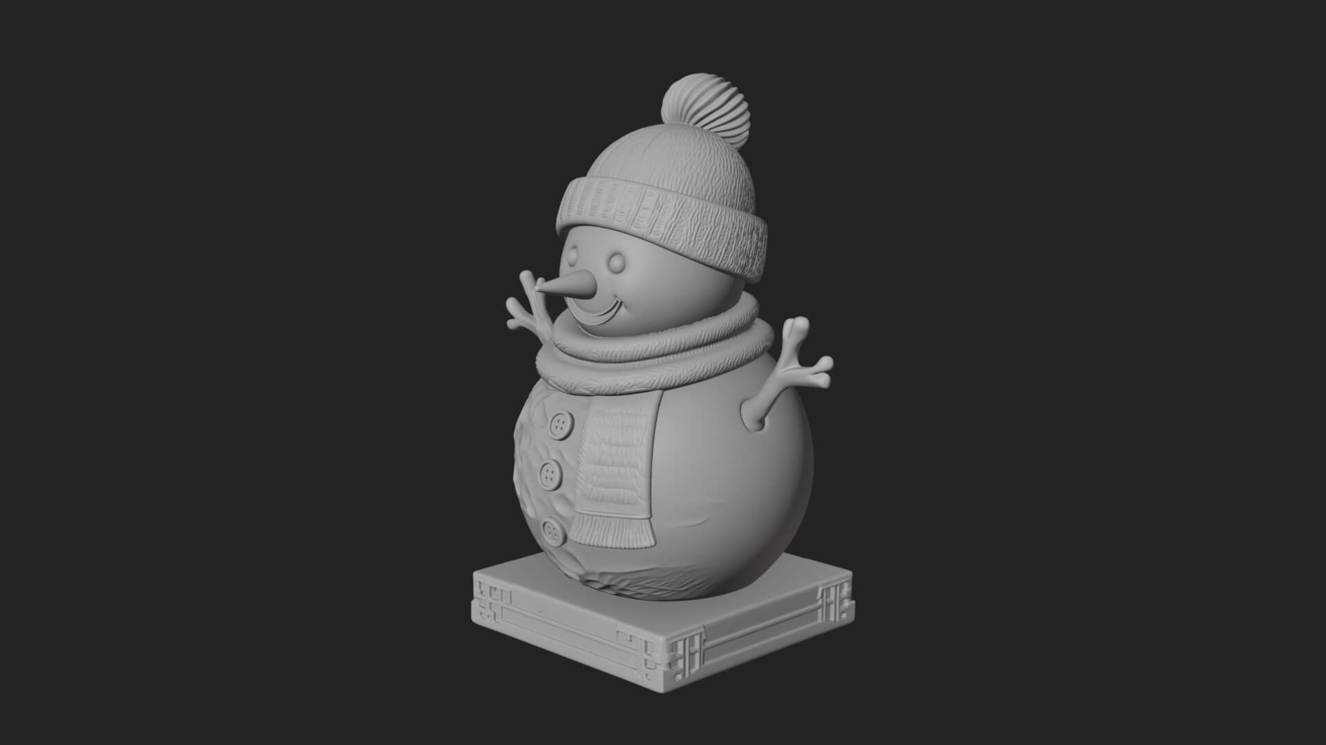 Knit Hat Snowman Statue Design 37 3D Print Model 3D Model