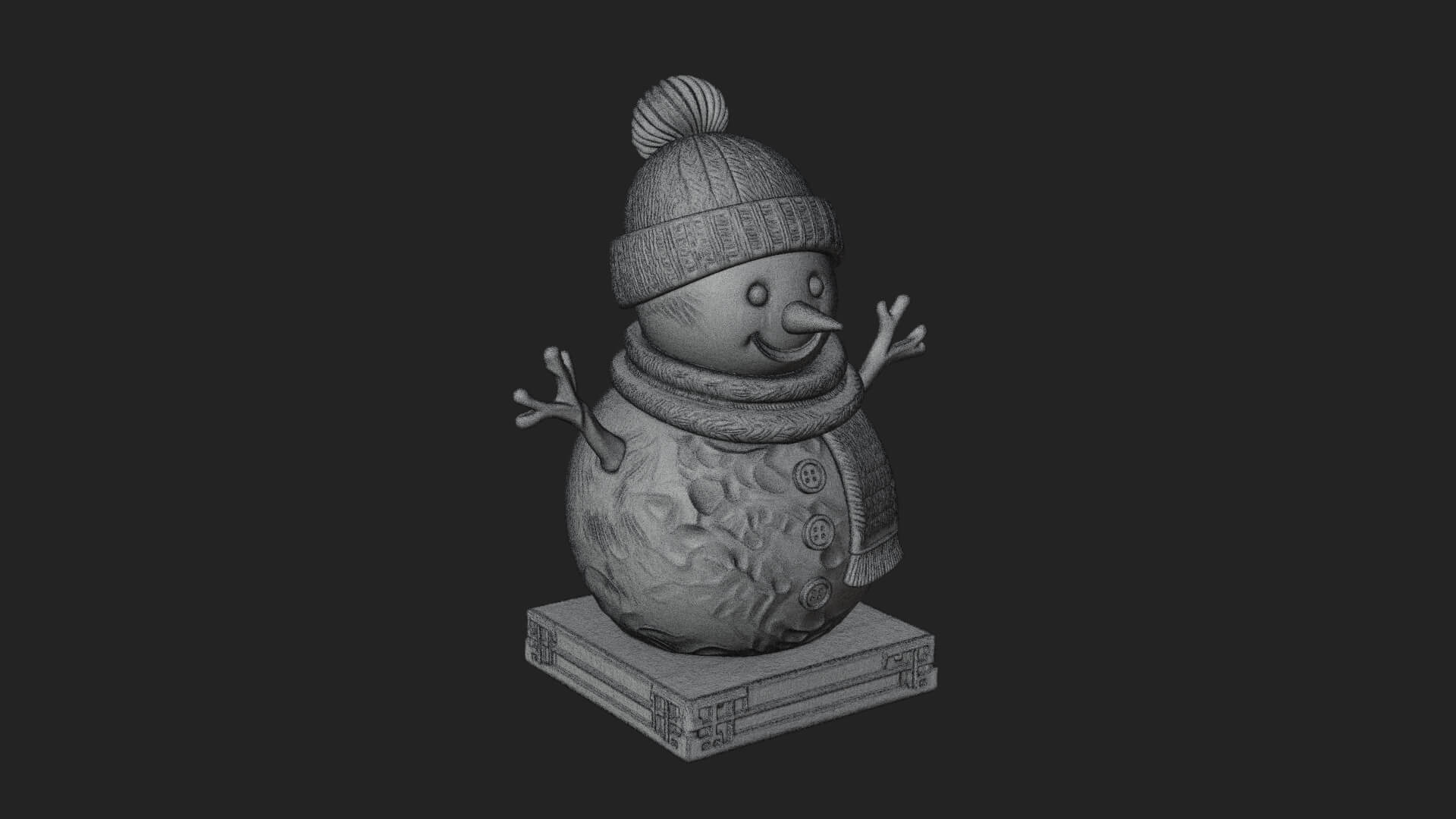 Knit Hat Snowman Statue Design 37 3D Print Model 3D Model