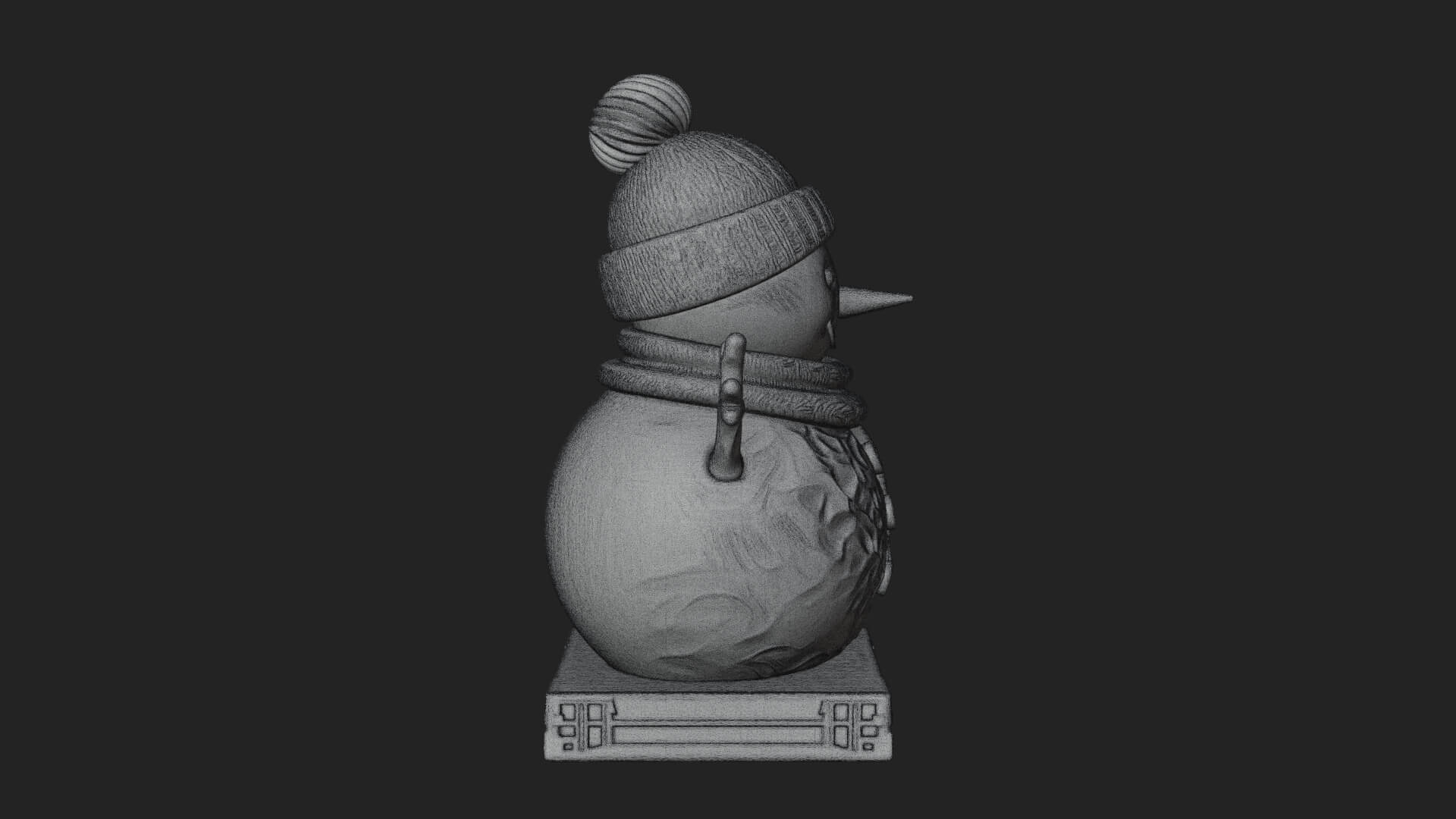 Knit Hat Snowman Statue Design 37 3D Print Model 3D Model