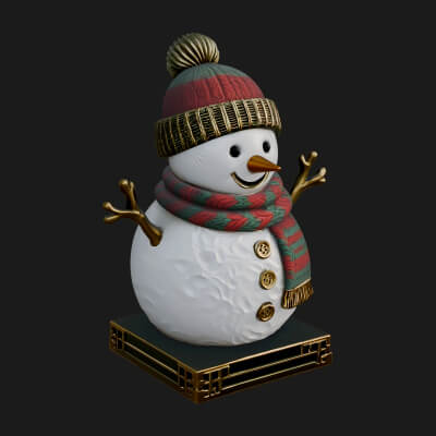 Knit Hat Snowman Statue Design 37 3D Print Model