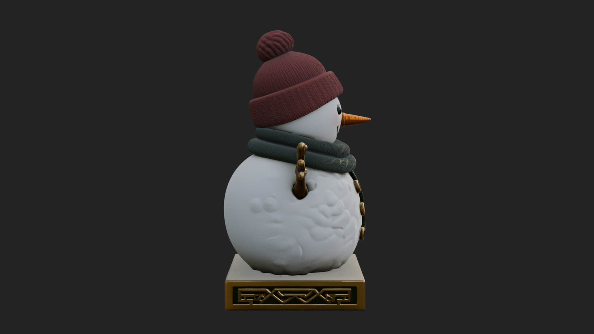 Knit Hat Snowman Statue Design 38 3D Print Model 3D Model