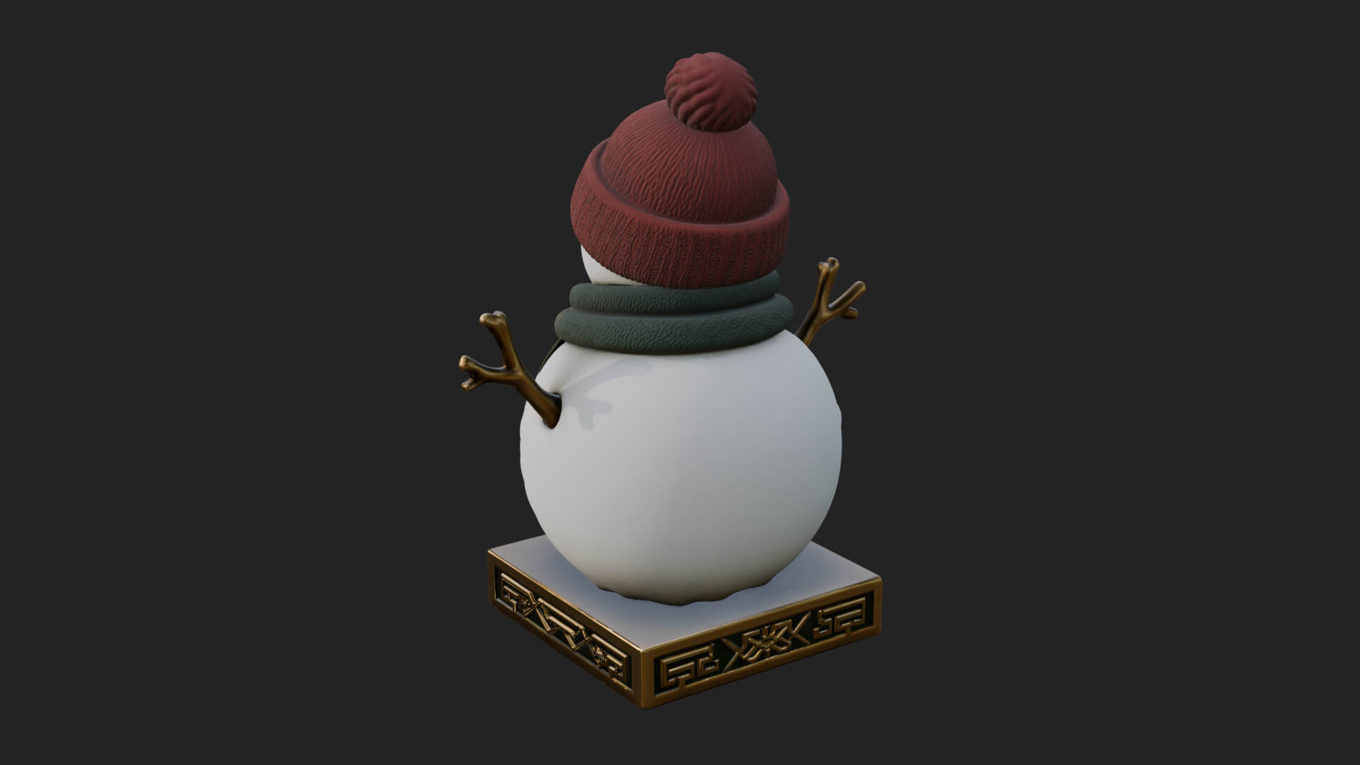 Knit Hat Snowman Statue Design 38 3D Print Model 3D Model