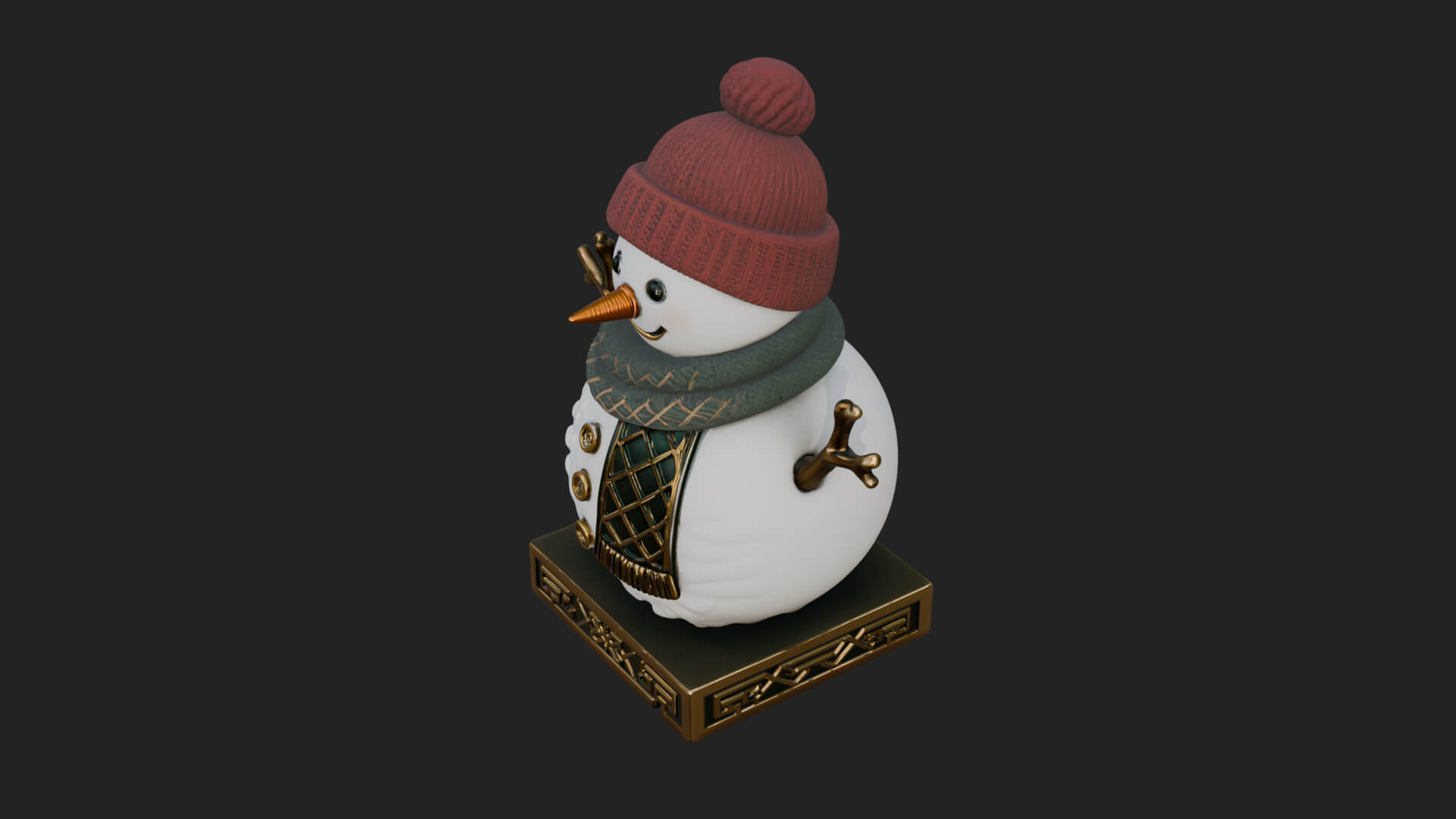 Knit Hat Snowman Statue Design 38 3D Print Model 3D Model