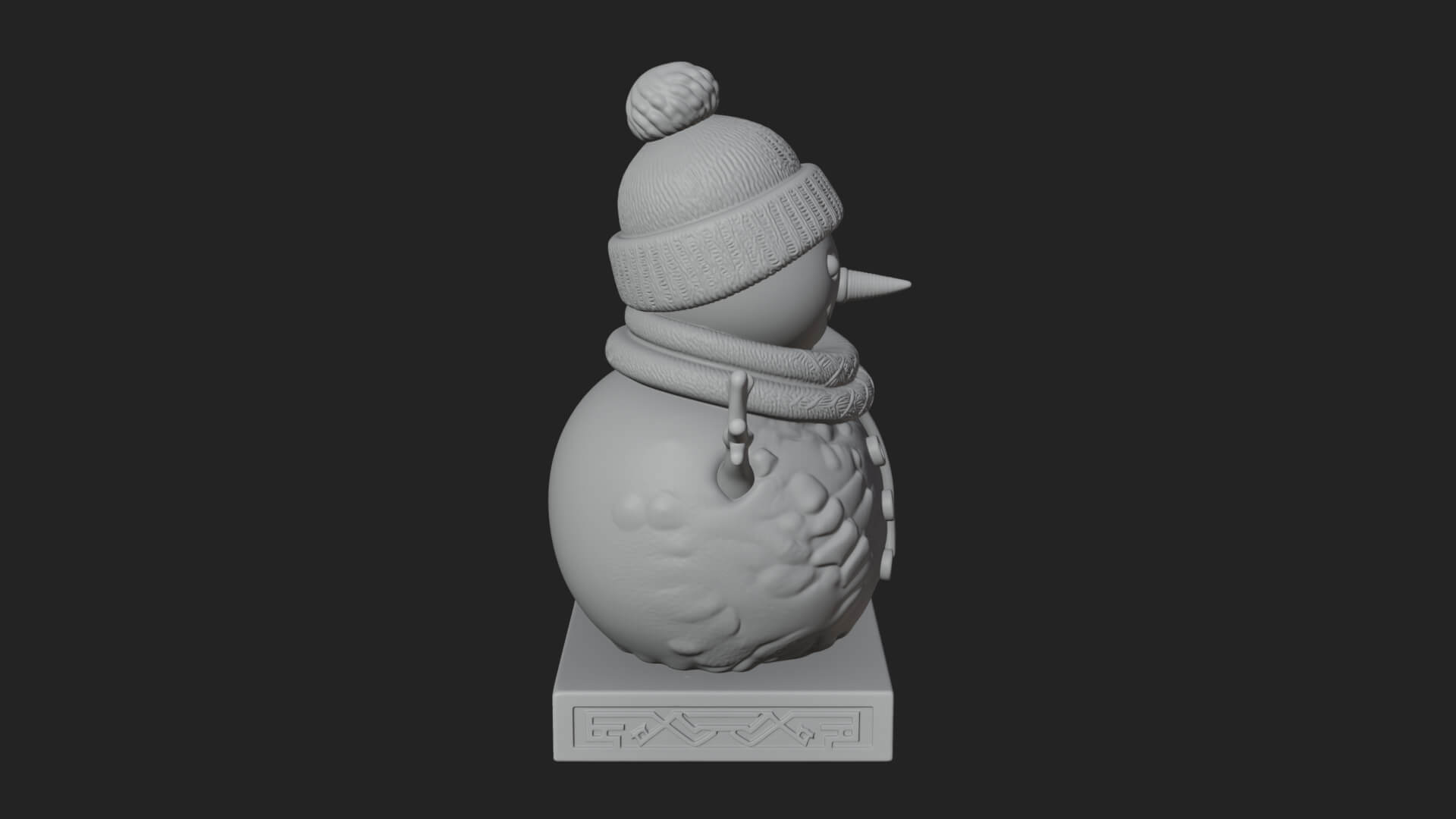 Knit Hat Snowman Statue Design 38 3D Print Model 3D Model