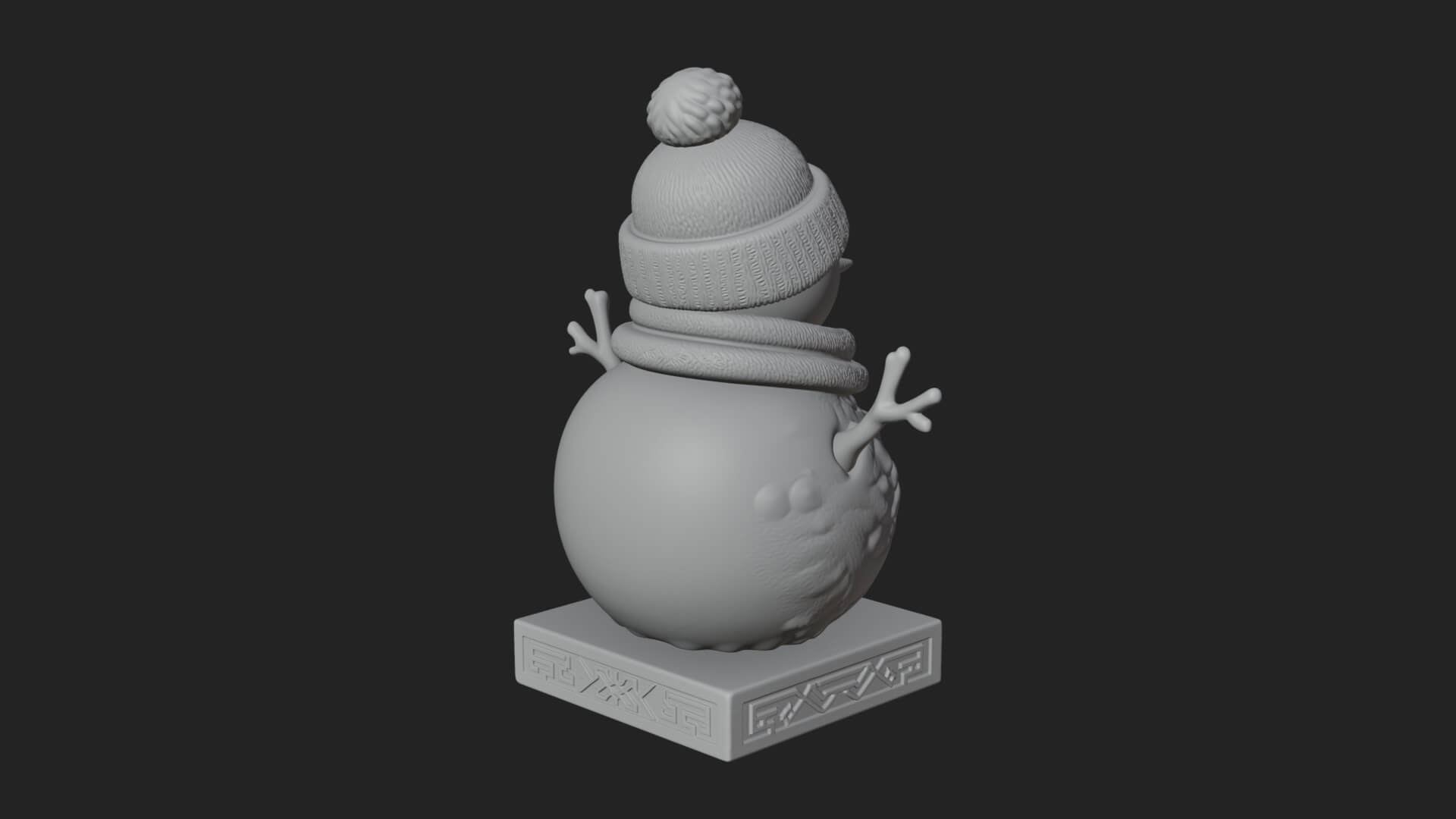 Knit Hat Snowman Statue Design 38 3D Print Model 3D Model