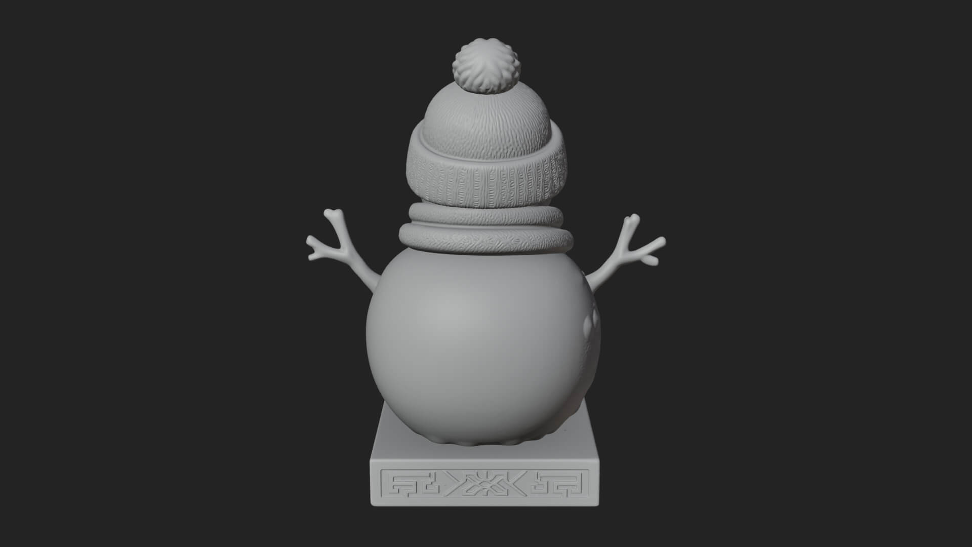 Knit Hat Snowman Statue Design 38 3D Print Model 3D Model