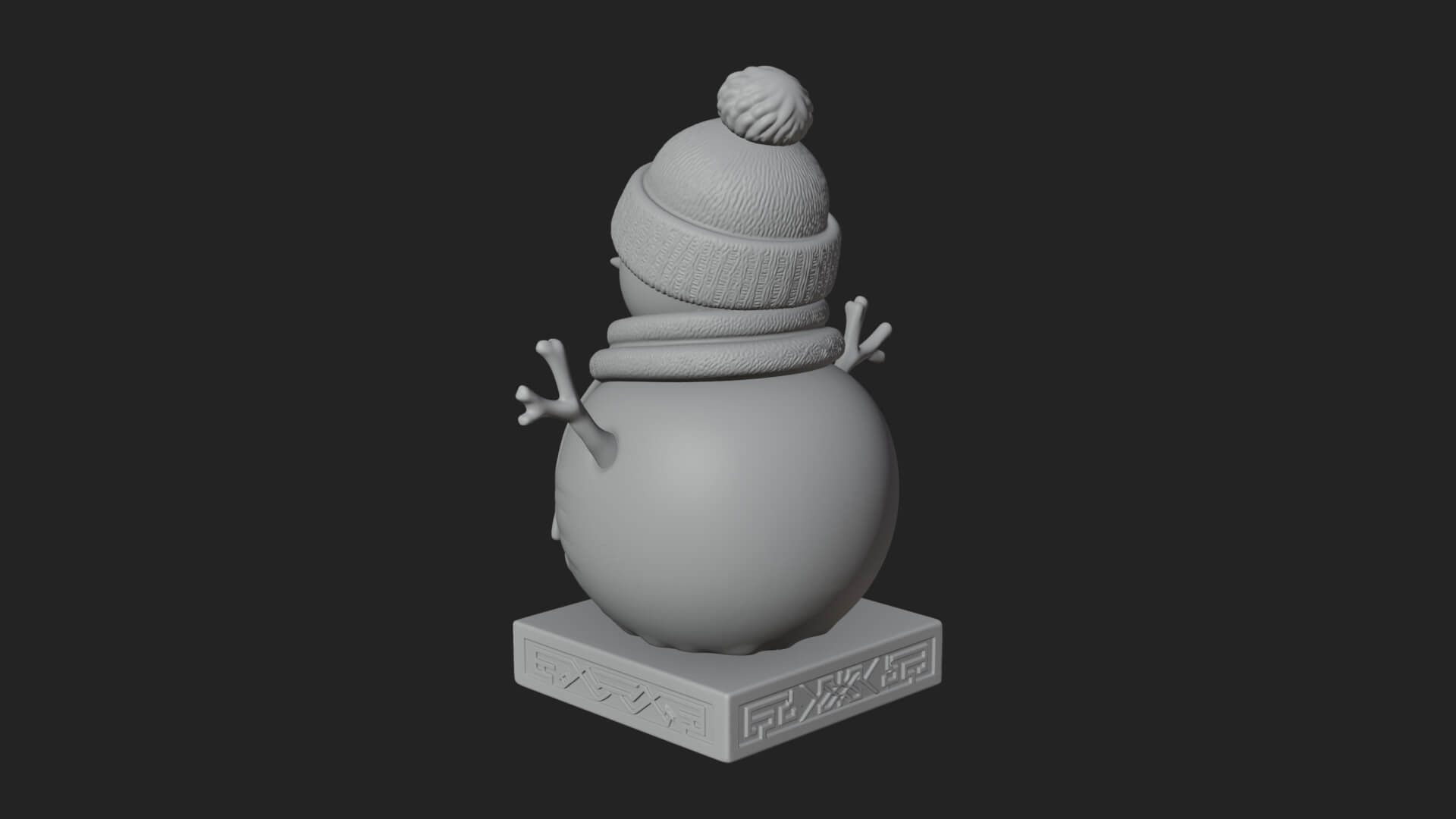 Knit Hat Snowman Statue Design 38 3D Print Model 3D Model