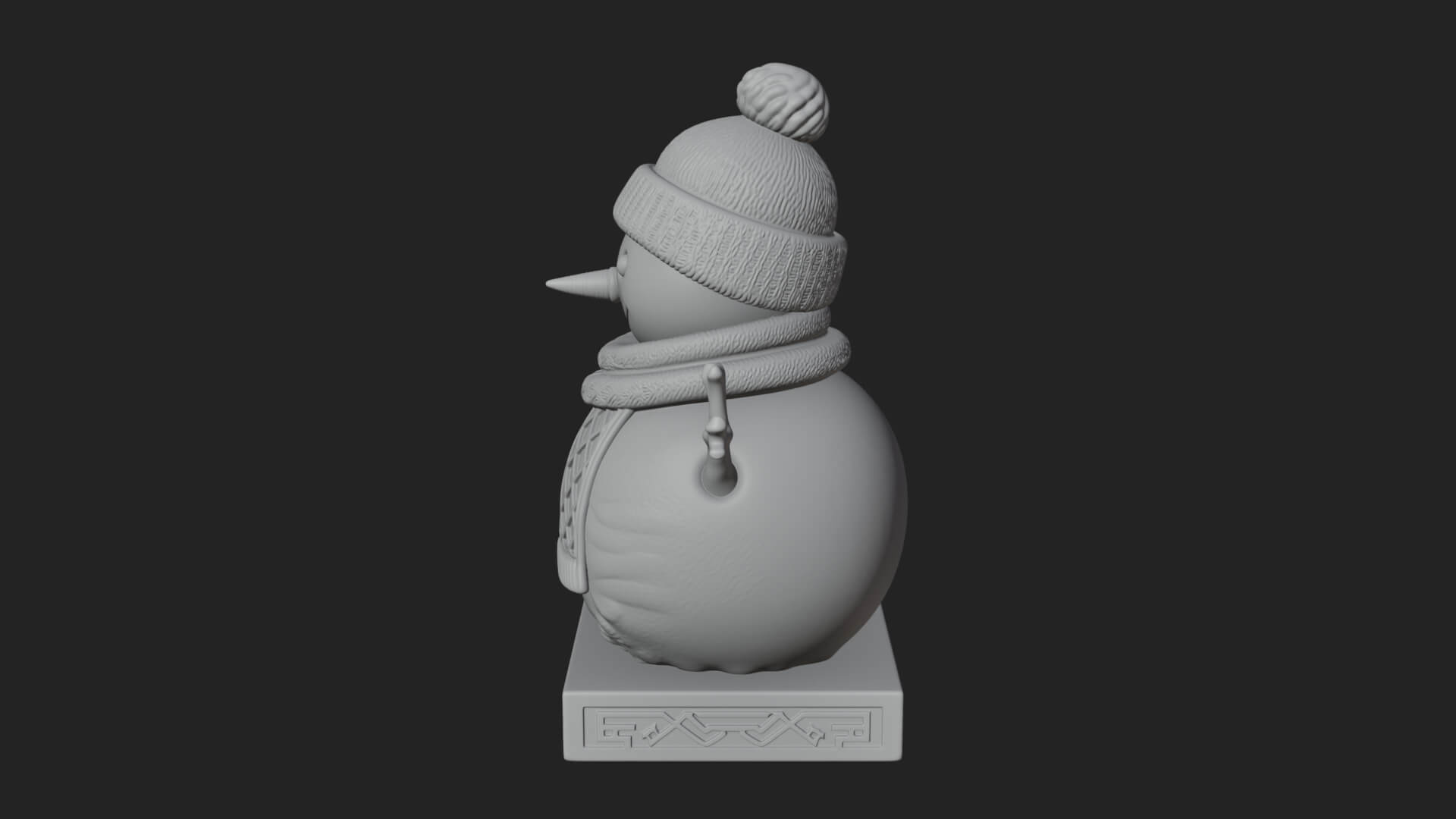 Knit Hat Snowman Statue Design 38 3D Print Model 3D Model