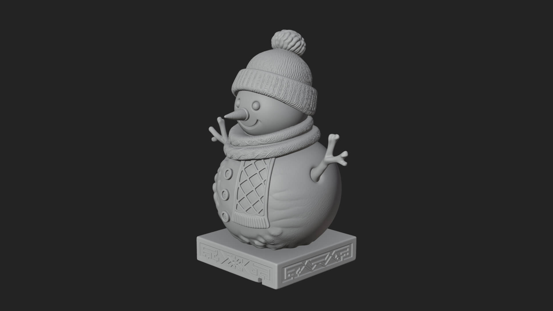 Knit Hat Snowman Statue Design 38 3D Print Model 3D Model