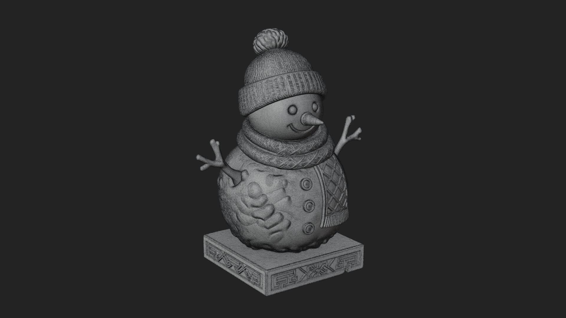 Knit Hat Snowman Statue Design 38 3D Print Model 3D Model