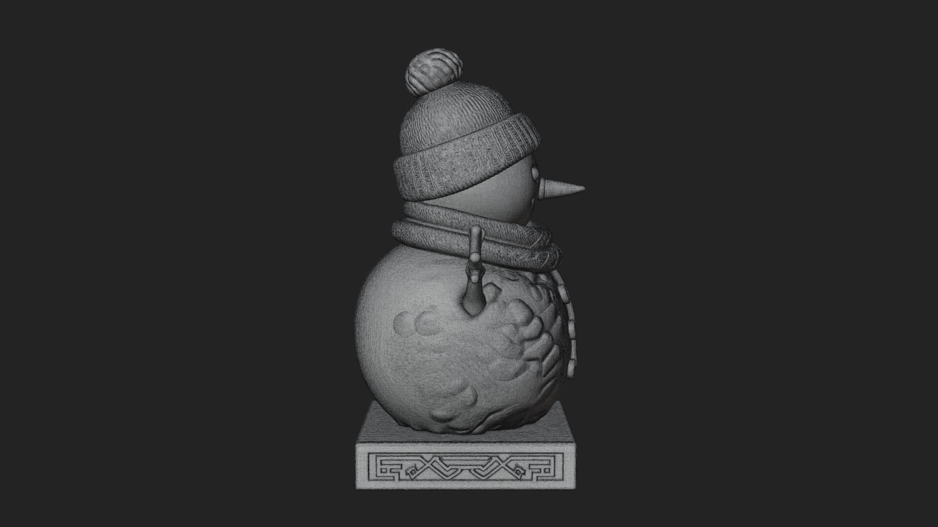 Knit Hat Snowman Statue Design 38 3D Print Model 3D Model