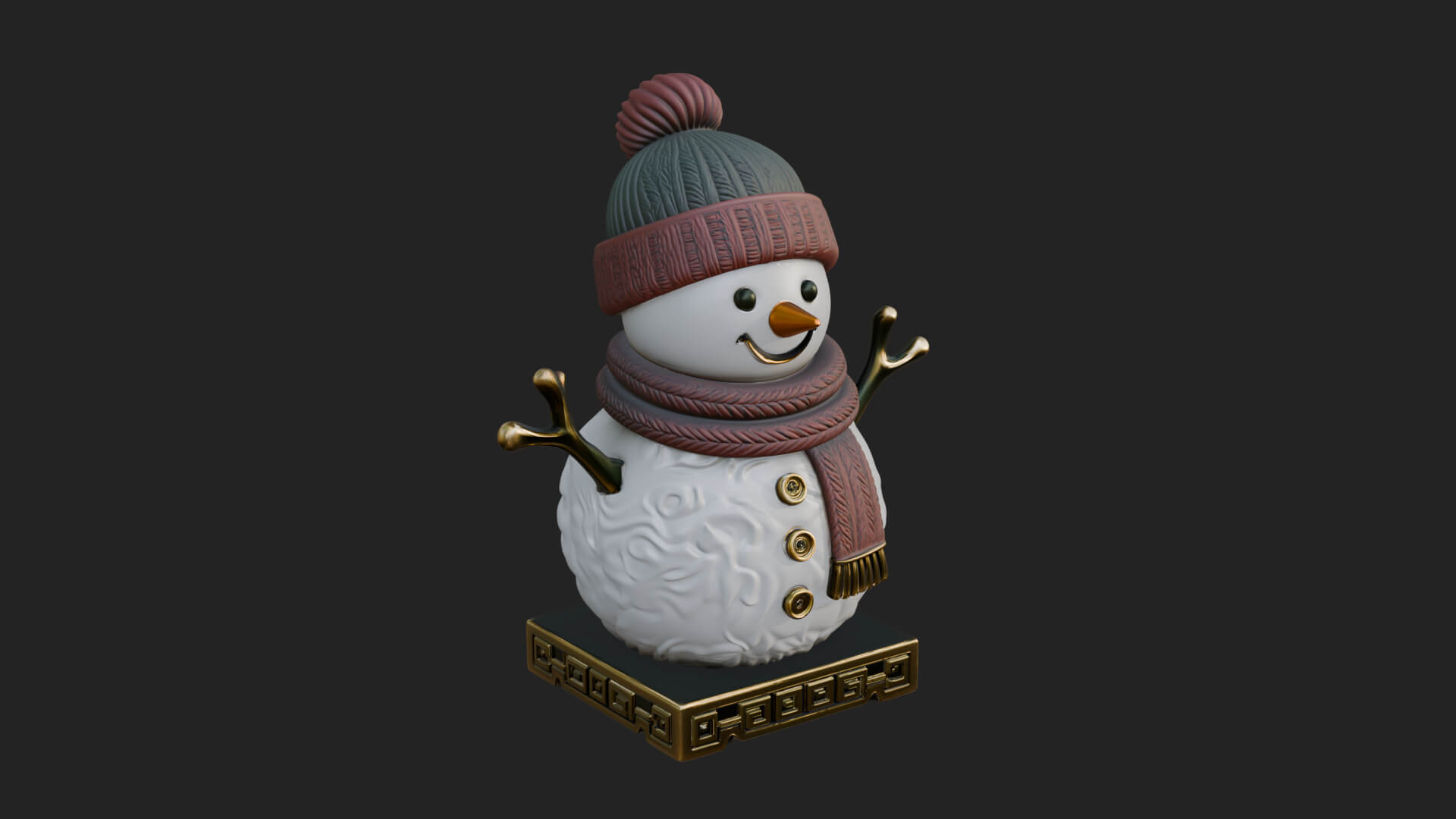 Knit Hat Snowman Statue Design 39 3D Print Model 3D Model
