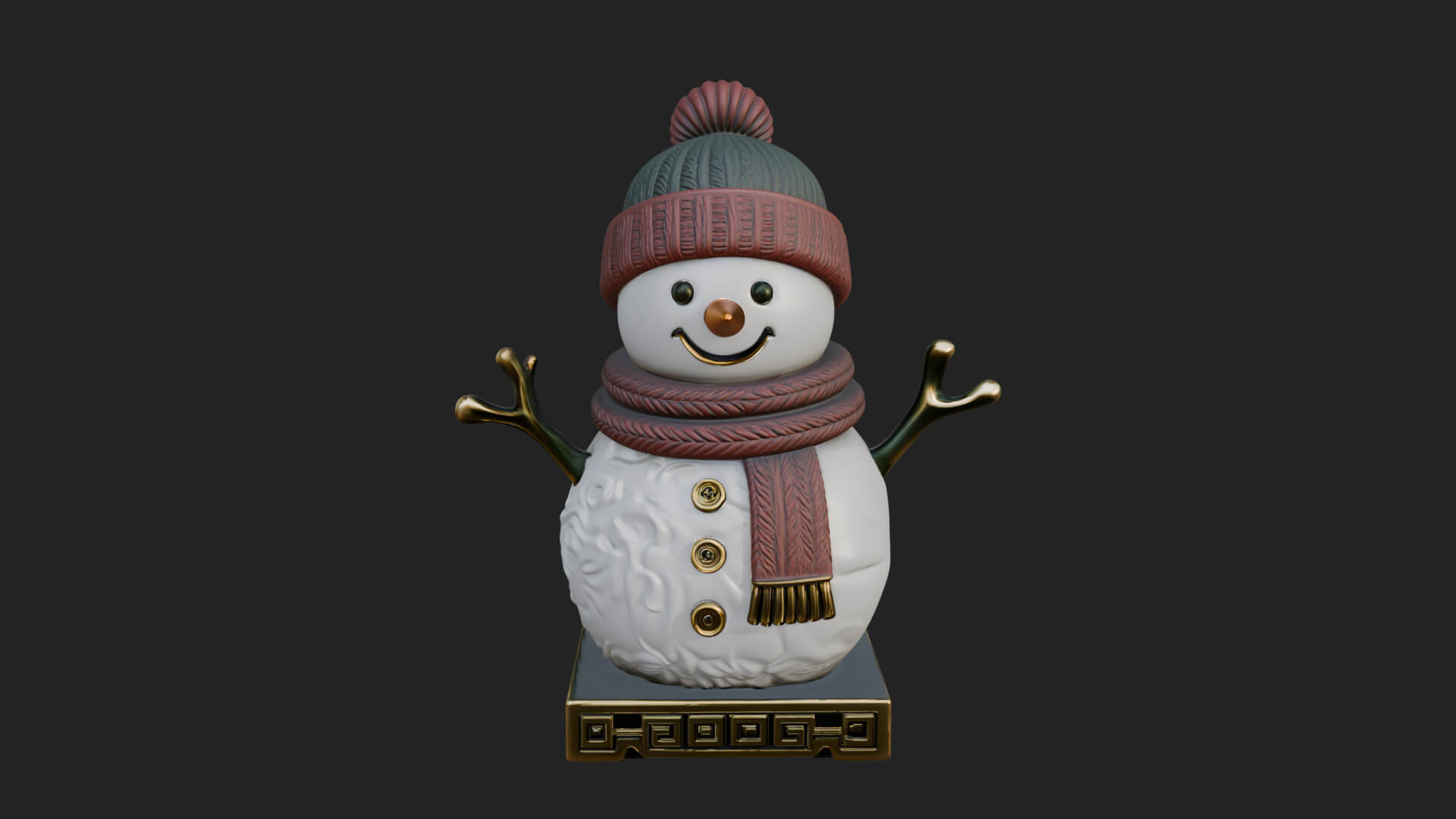 Knit Hat Snowman Statue Design 39 3D Print Model 3D Model