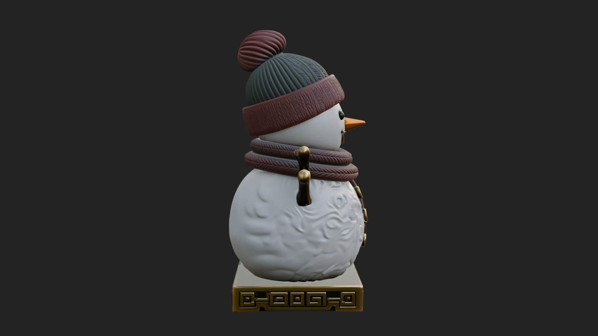 Knit Hat Snowman Statue Design 39 3D Print Model 3D Model