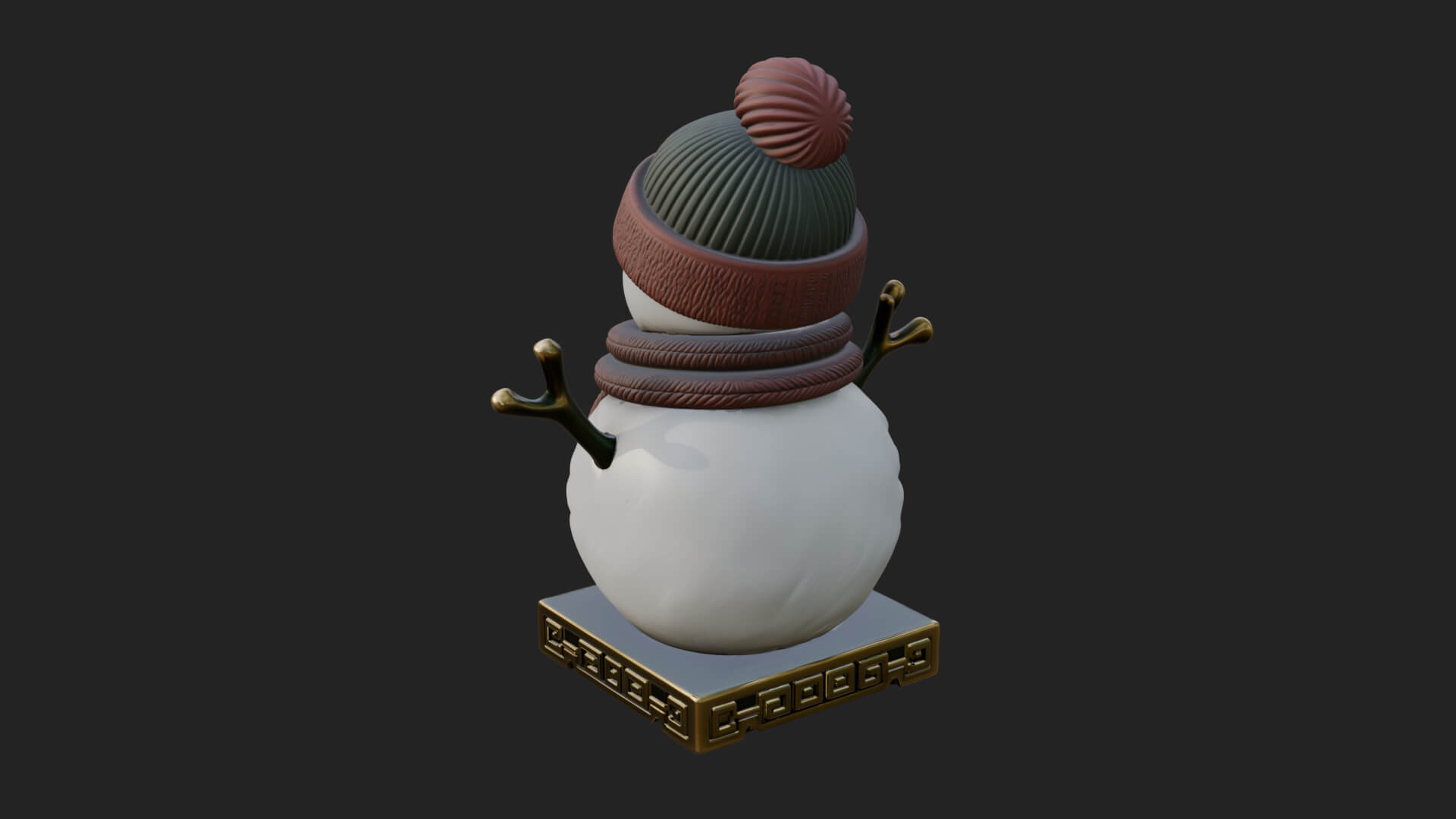 Knit Hat Snowman Statue Design 39 3D Print Model 3D Model