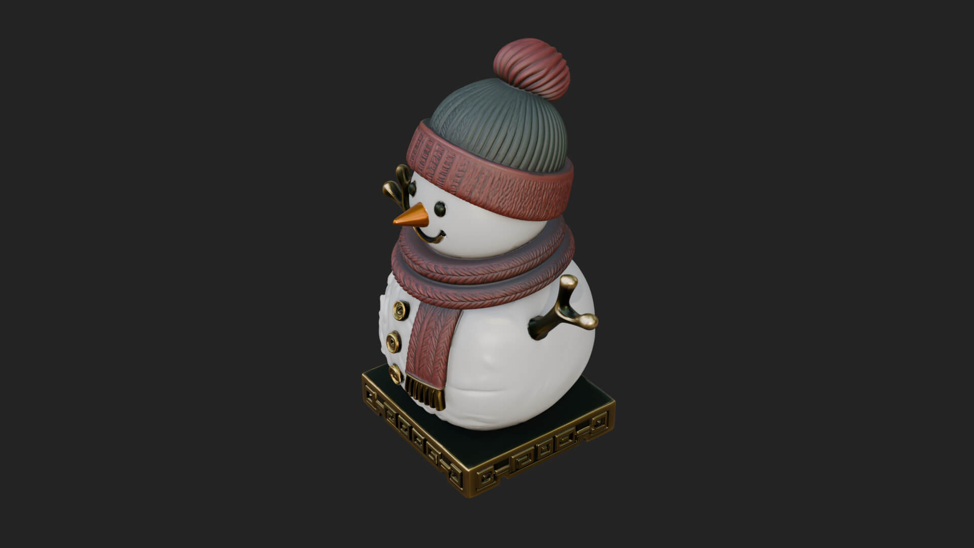 Knit Hat Snowman Statue Design 39 3D Print Model 3D Model
