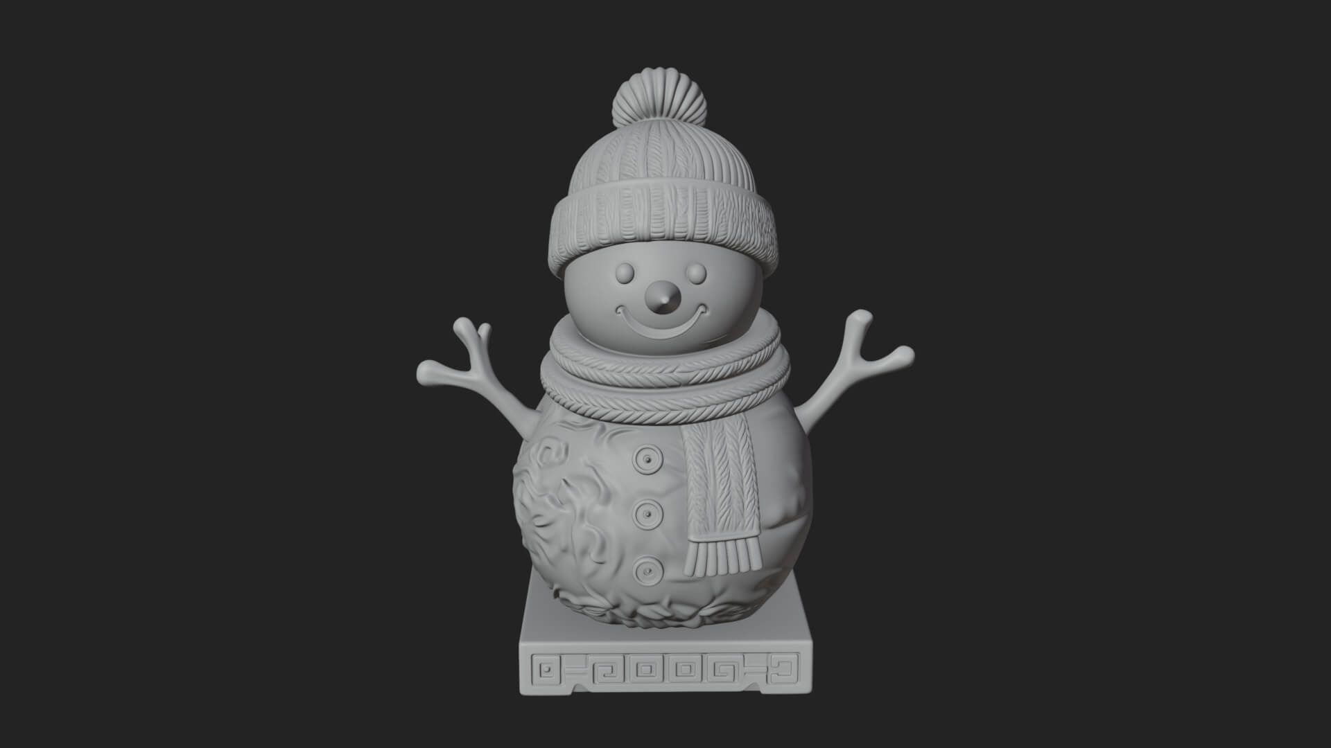 Knit Hat Snowman Statue Design 39 3D Print Model 3D Model
