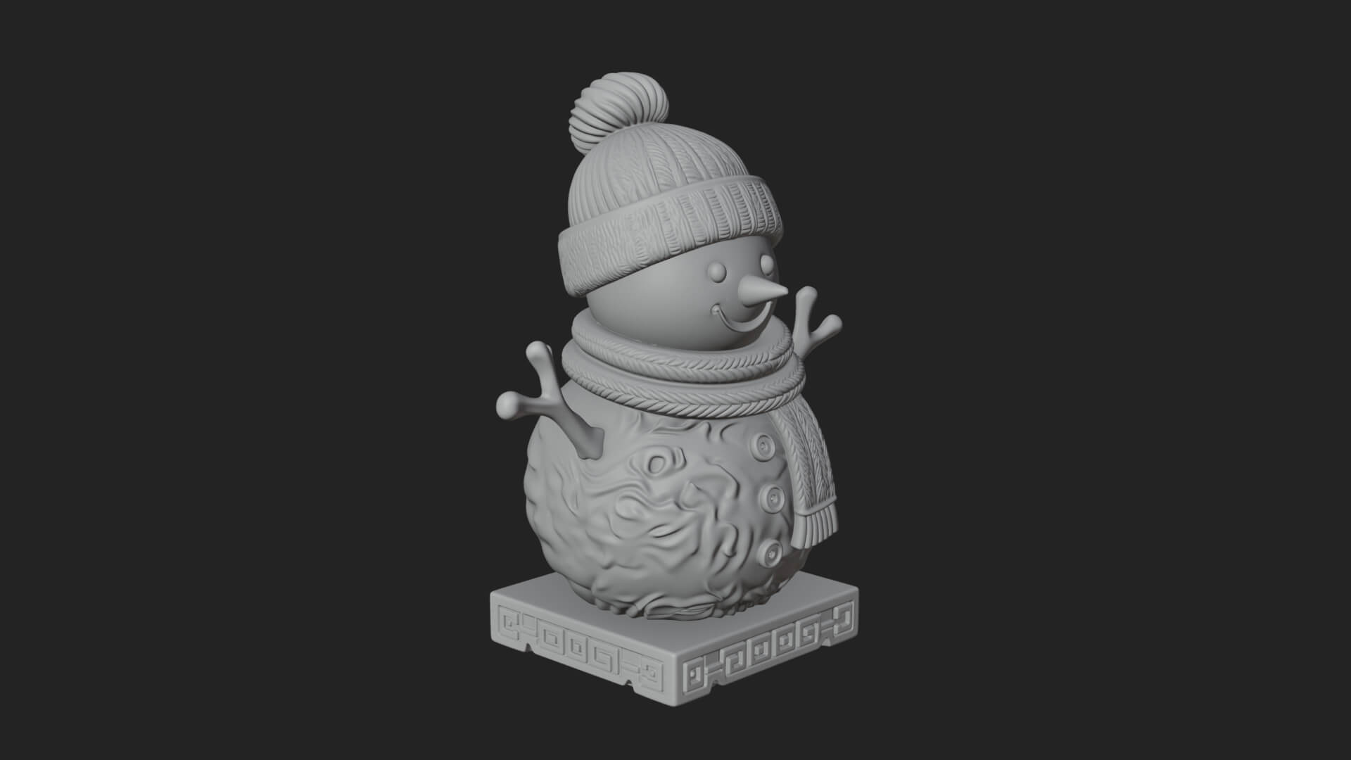 Knit Hat Snowman Statue Design 39 3D Print Model 3D Model
