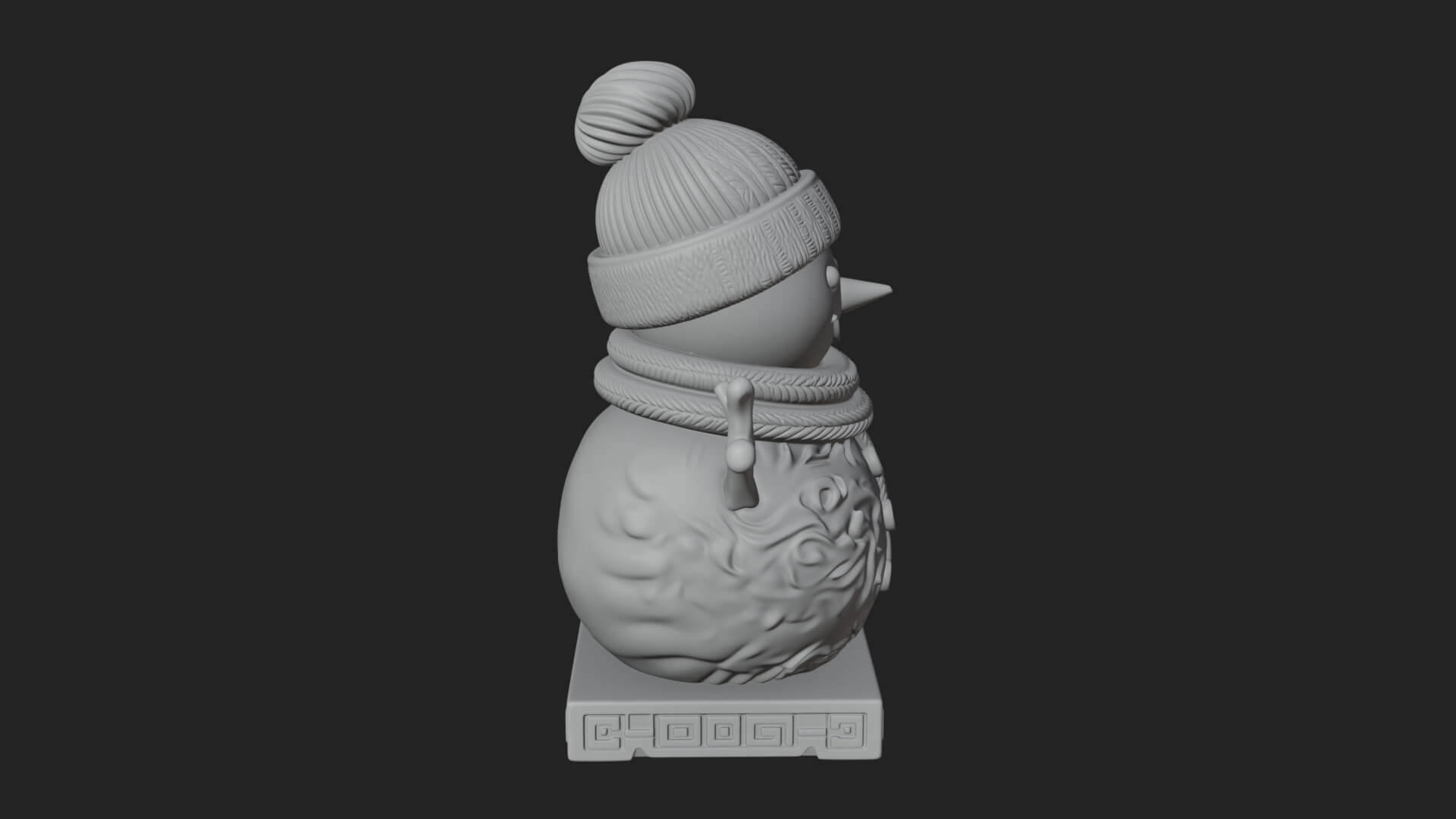 Knit Hat Snowman Statue Design 39 3D Print Model 3D Model