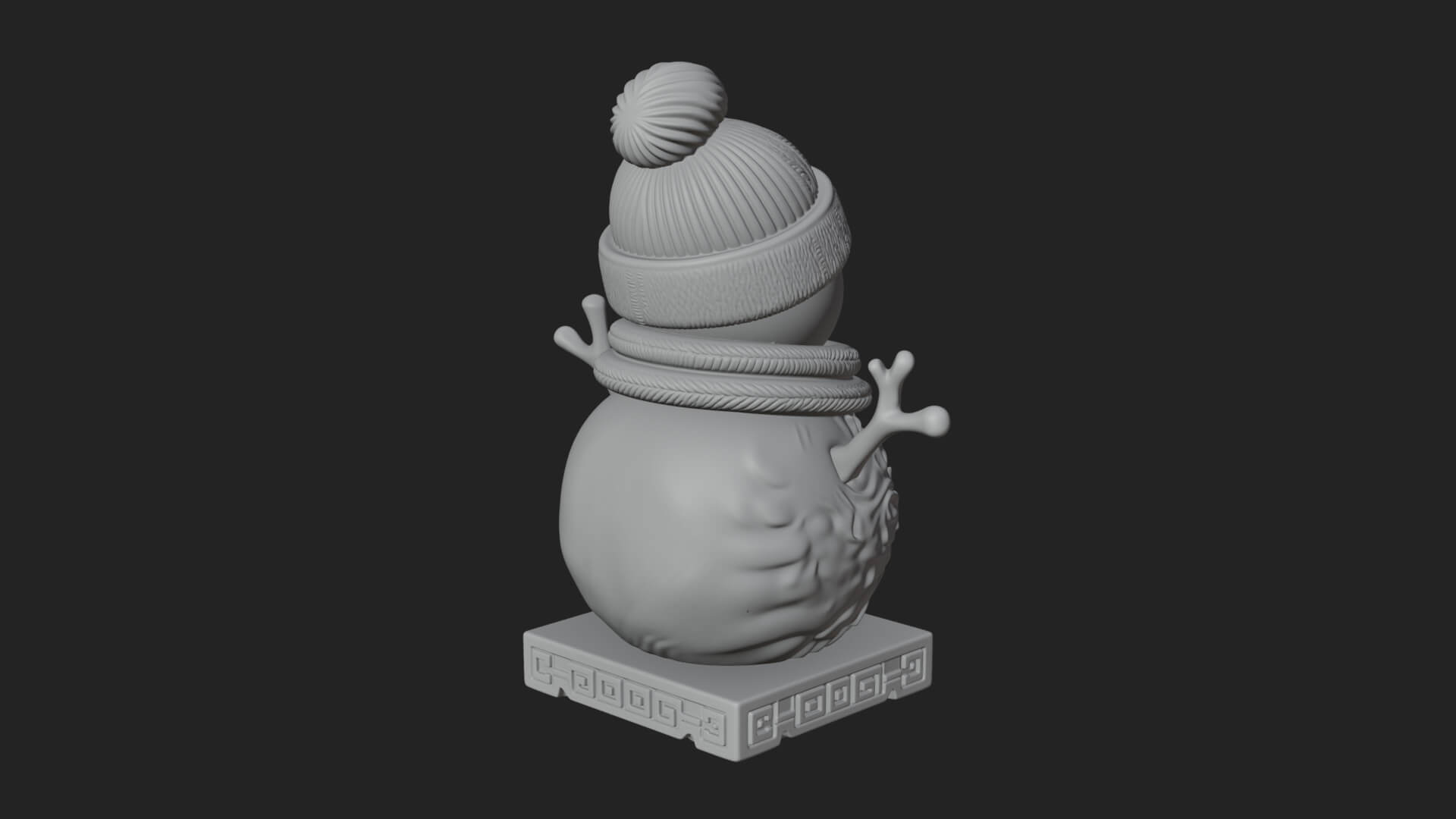 Knit Hat Snowman Statue Design 39 3D Print Model 3D Model