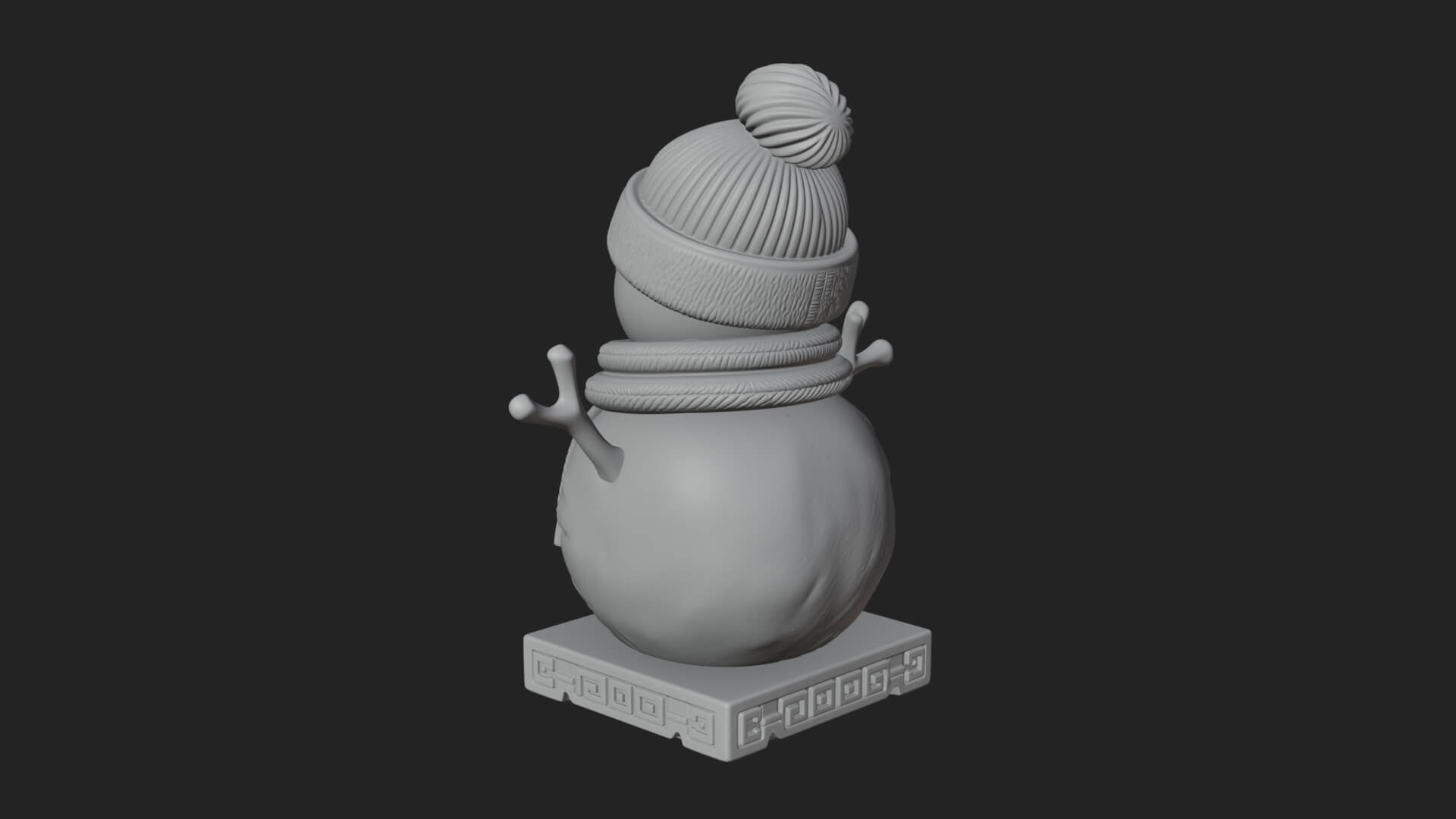 Knit Hat Snowman Statue Design 39 3D Print Model 3D Model