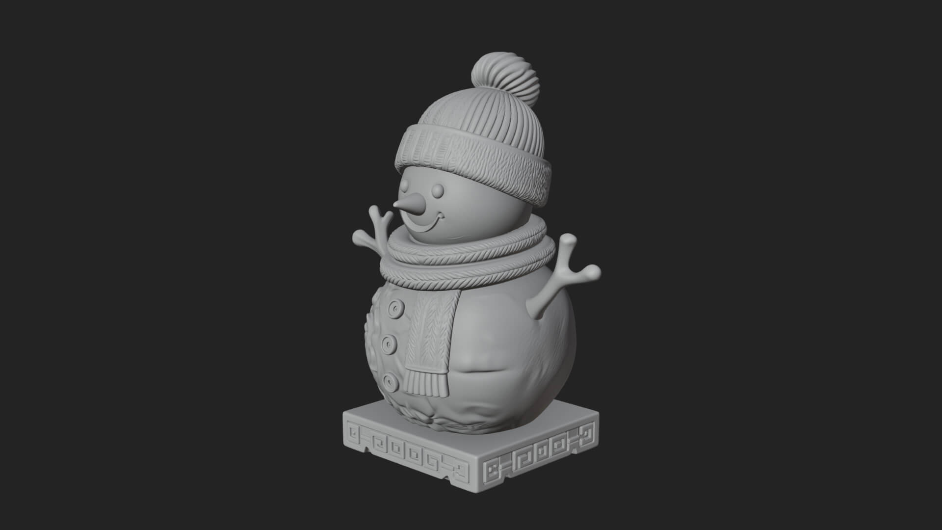 Knit Hat Snowman Statue Design 39 3D Print Model 3D Model