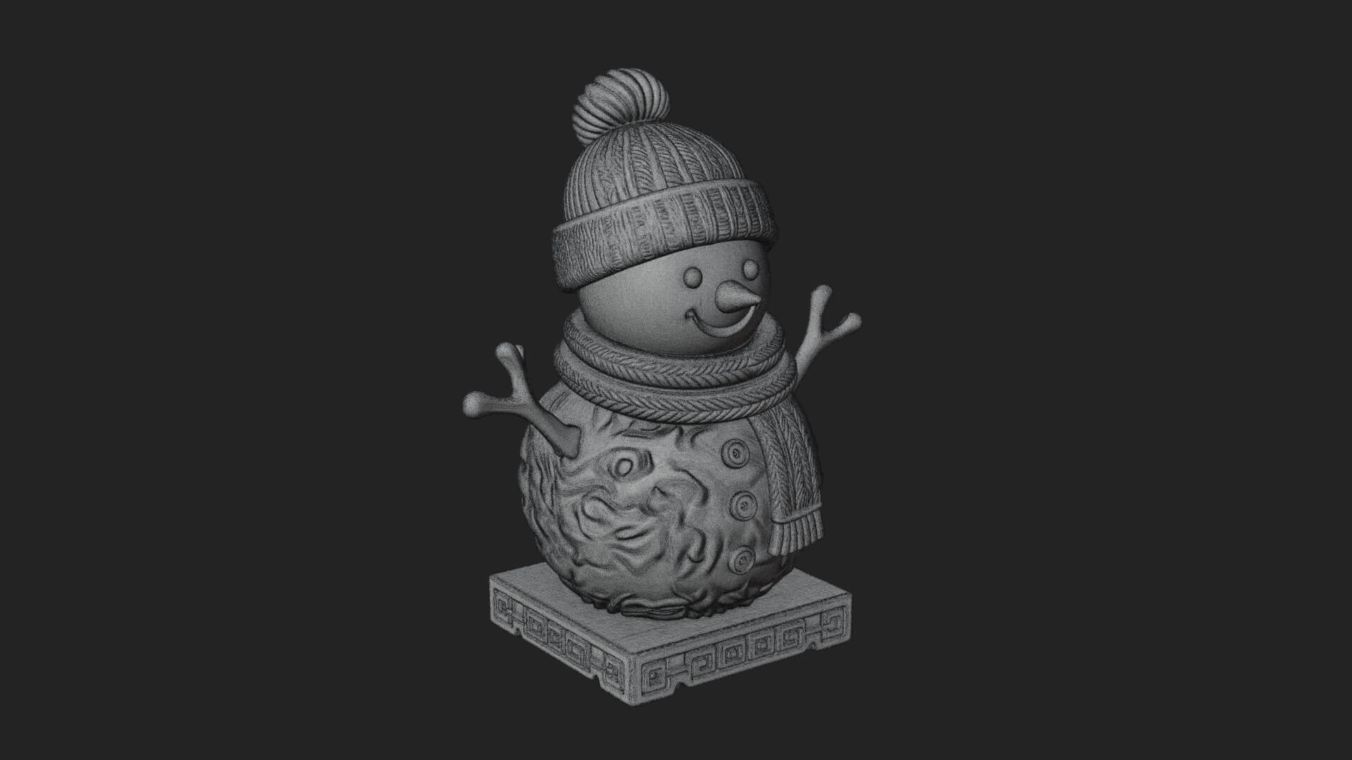 Knit Hat Snowman Statue Design 39 3D Print Model 3D Model