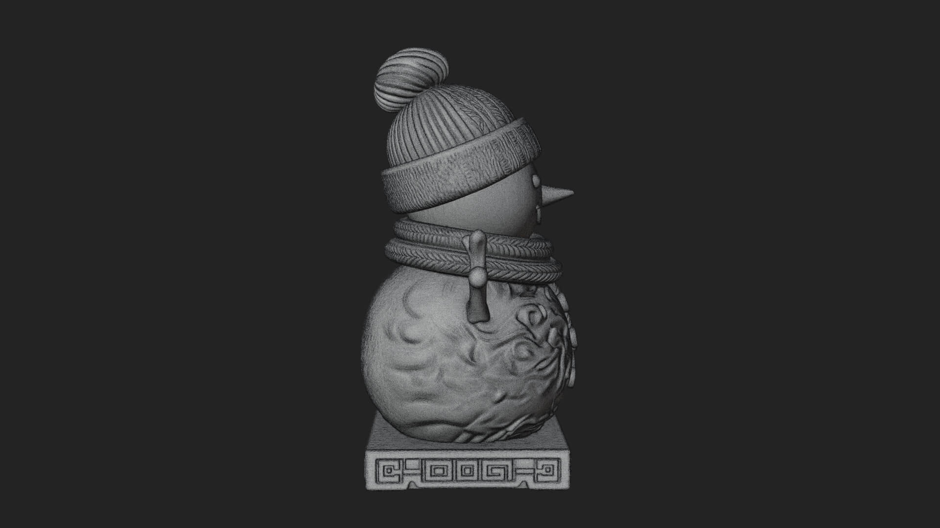 Knit Hat Snowman Statue Design 39 3D Print Model 3D Model