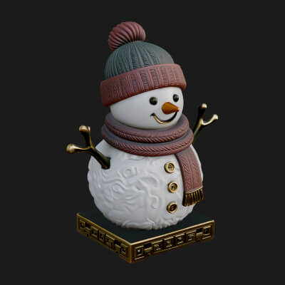 Knit Hat Snowman Statue Design 39 3D Print Model